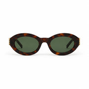 Saint Laurent Women SL M136 Medium Havana, Light Gold and Green Sunglasses