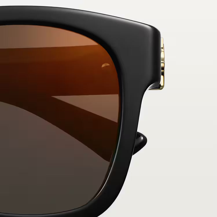 Cartier C de Women Square Motif Black and Gold Sunglasses