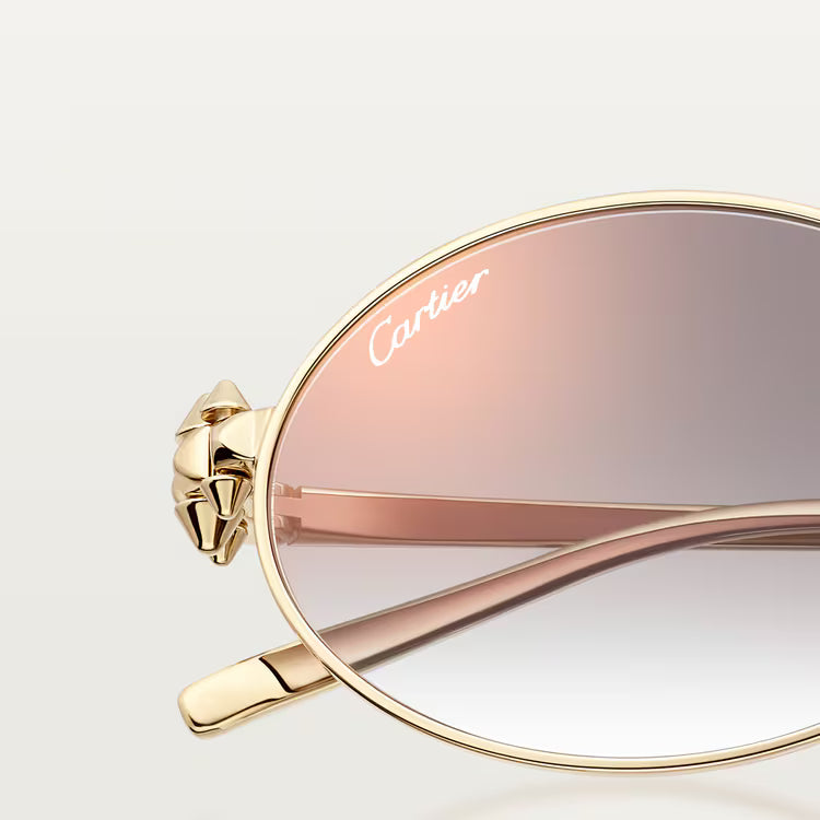 Cartier Clash de Women Oval Gold Finish Studded Temple Grey Gradient Lenses Sunglasses