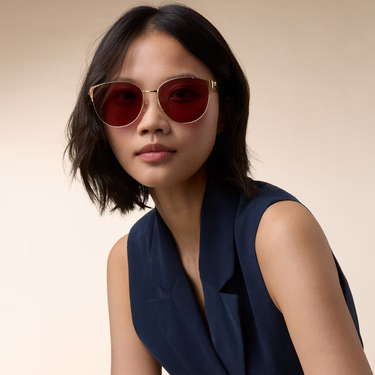 Cartier Panthère de Women Round Golden Pink Finish Sunglasses