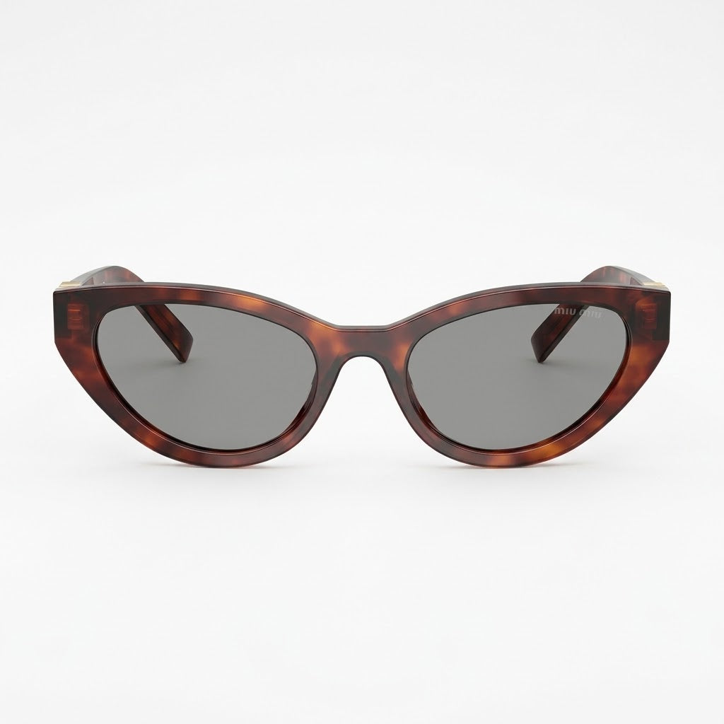 Miu Miu Women MU A04S Cat-Eye Havana Mahogany / Grey Sunglasses 