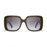 Chanel Women Square Brown & Gold Jewel Sunglasses