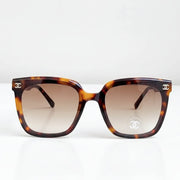 Chanel Women Classic Square Acetate with Rhinestone CHANEL Logo Brown Sunglasses