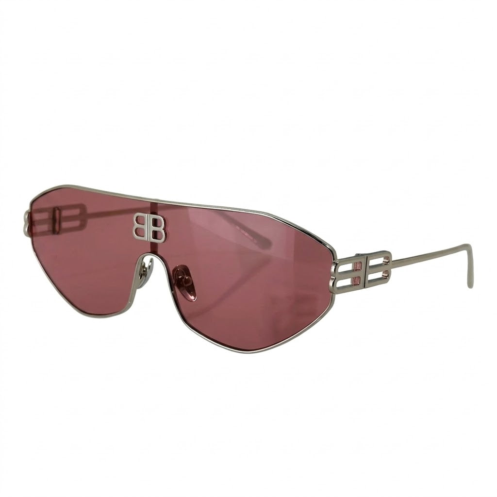 Balenciaga BB0283S Unisex Shield Silver / Pink Sunglasses