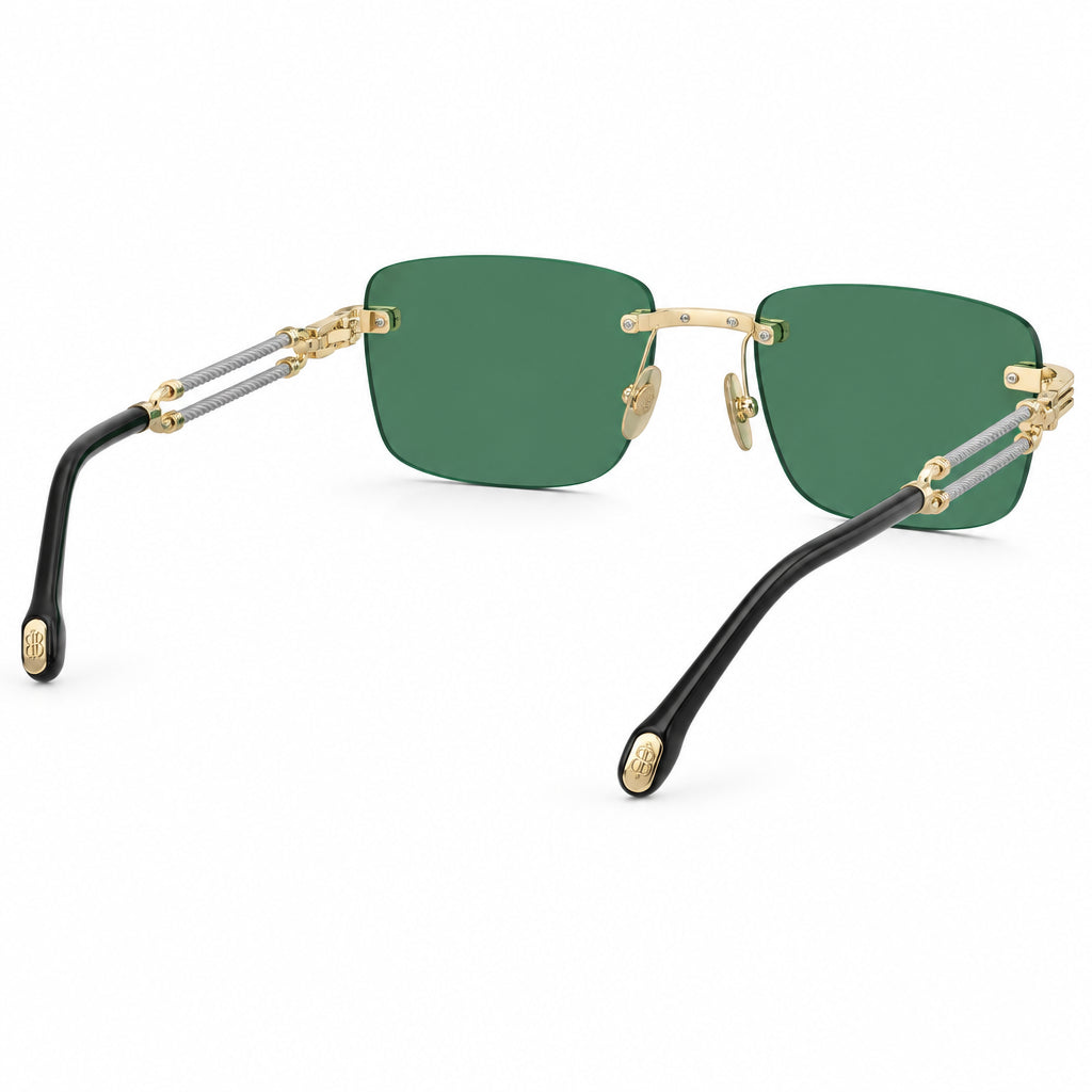 FRED Force 10 Unisex Geometric Gold/Green Sunglasses
