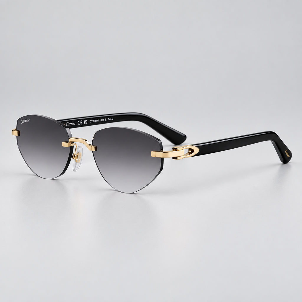 Cartier C Décor Unisex Geometric Frame Grey Gradient Sunglasses