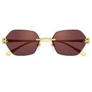 Cartier Panthère de C Women Rimless Hexagon-Frame Gold Tone Violet Sunglasses
