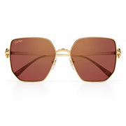 Cartier Clash de C Women Gold Finish Studded Temple Square Red-Orange Gradient Sunglasses
