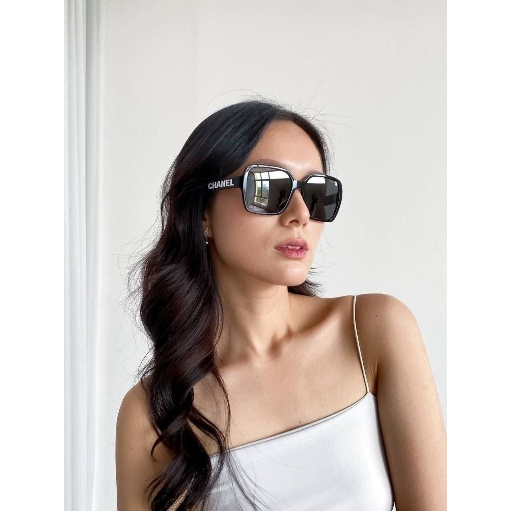 Chanel Women Logo Square Black Sunglasses