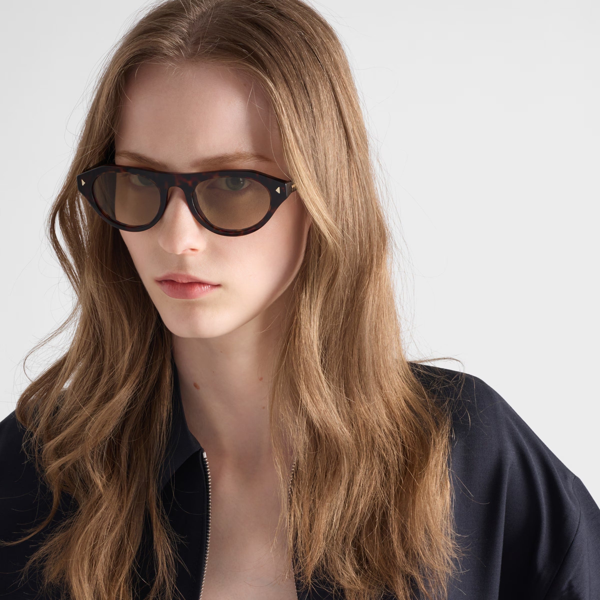 Prada Women Cat-Eye Frame Brown Tortoiseshell Sunglasses