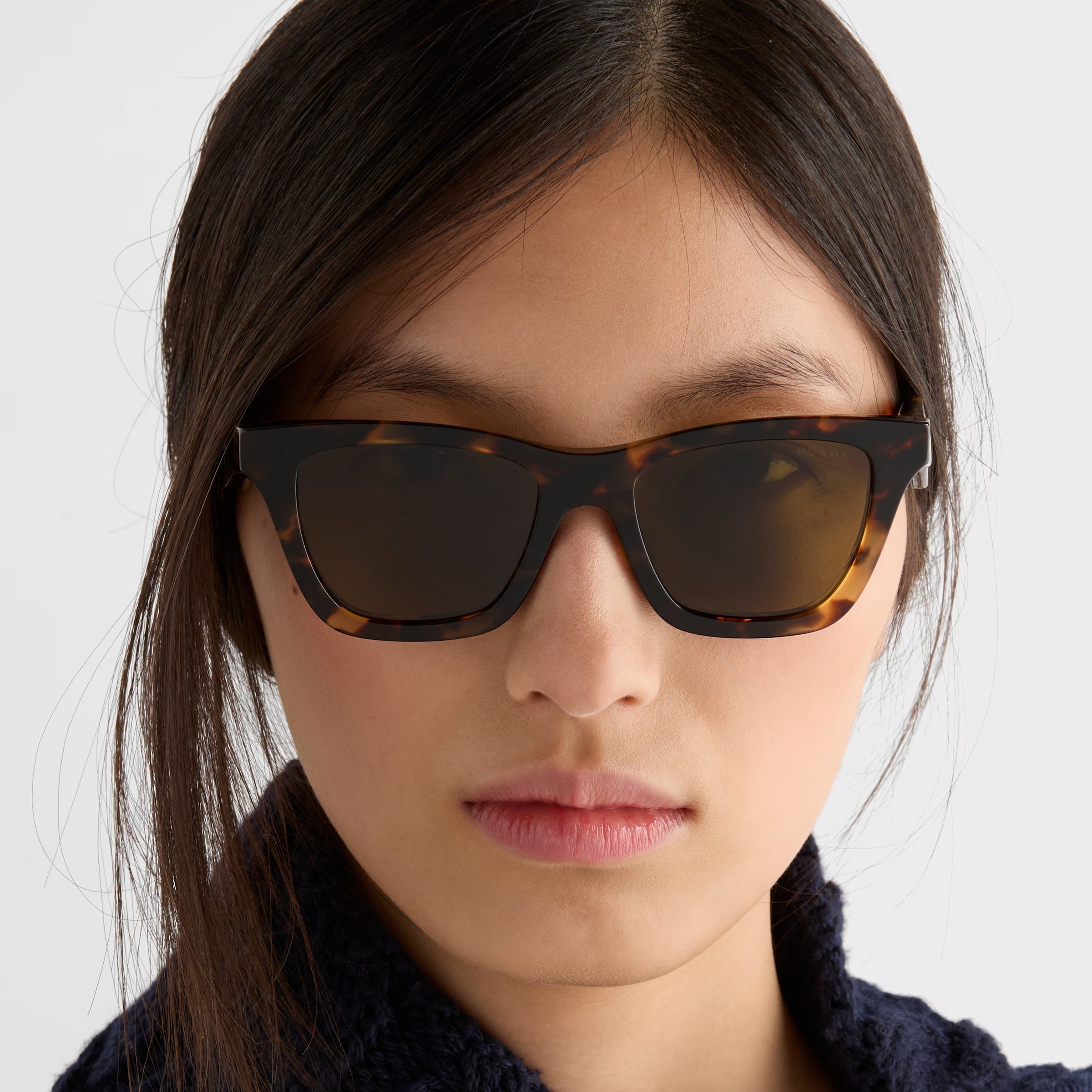 Prada Women Square Frame Brown Sunglasses