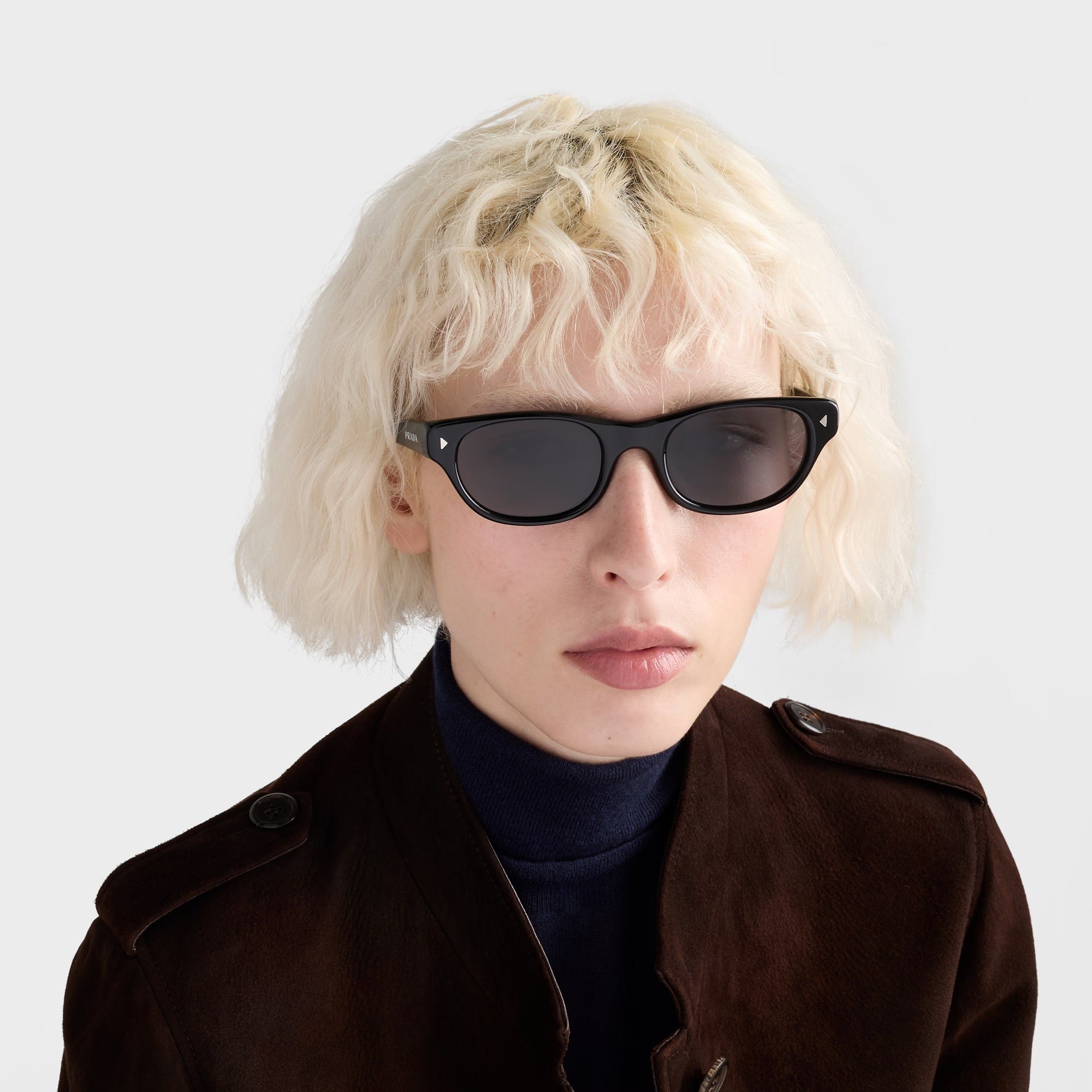 Prada Women Rectangle Frame Matte Black Sunglasses