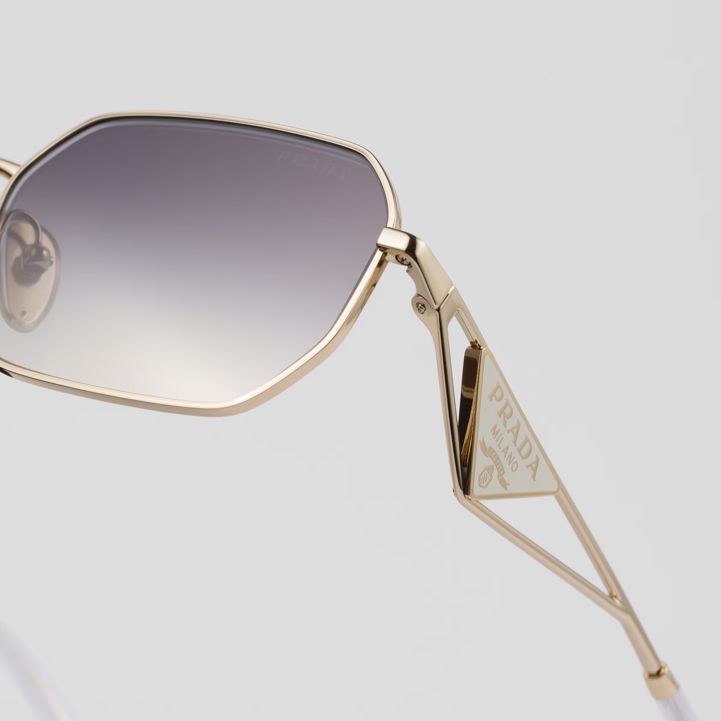 Prada Women Rectangular Frame Pale Gold Sunglasses