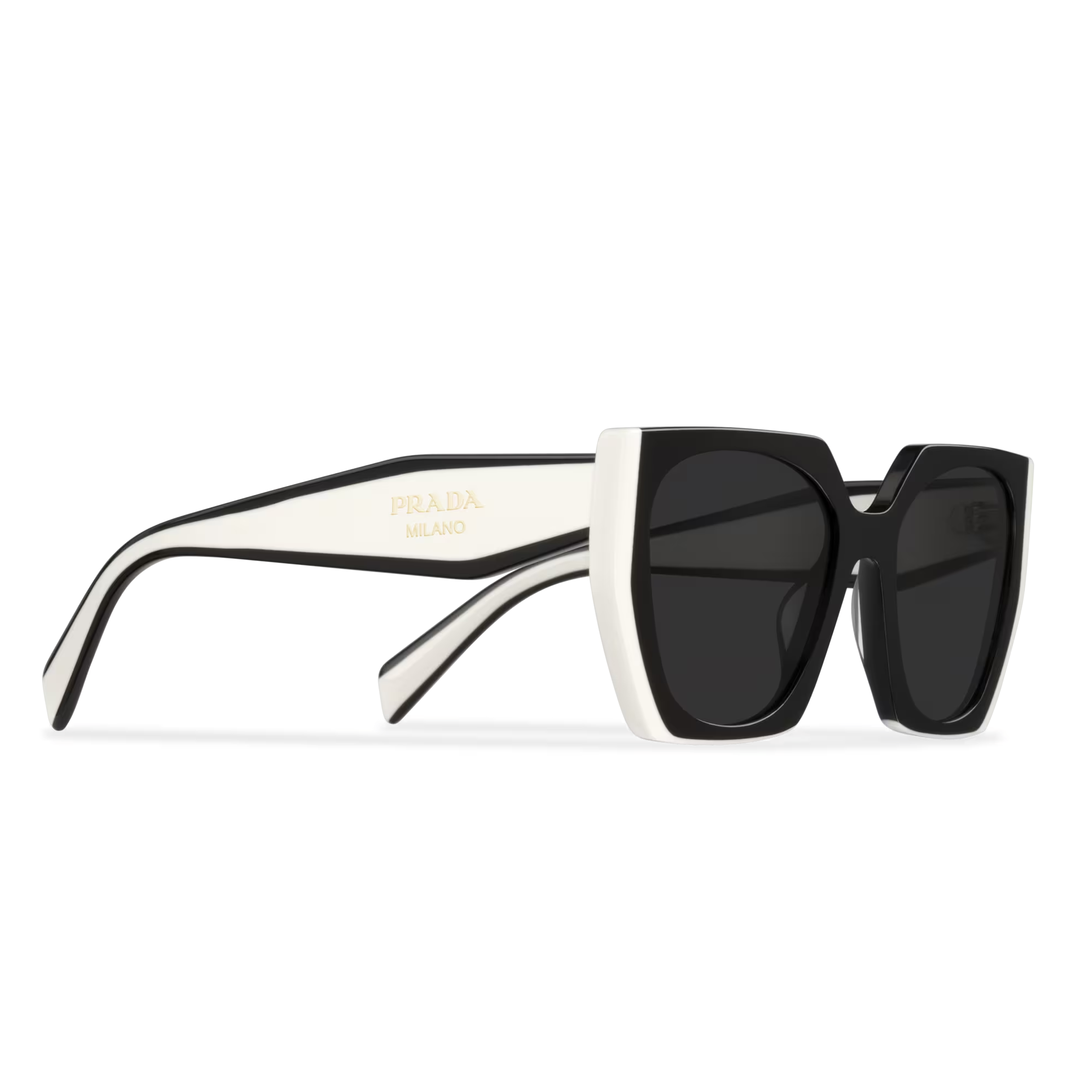 Prada Women Rectangular Frame Oil Black Sunglasses