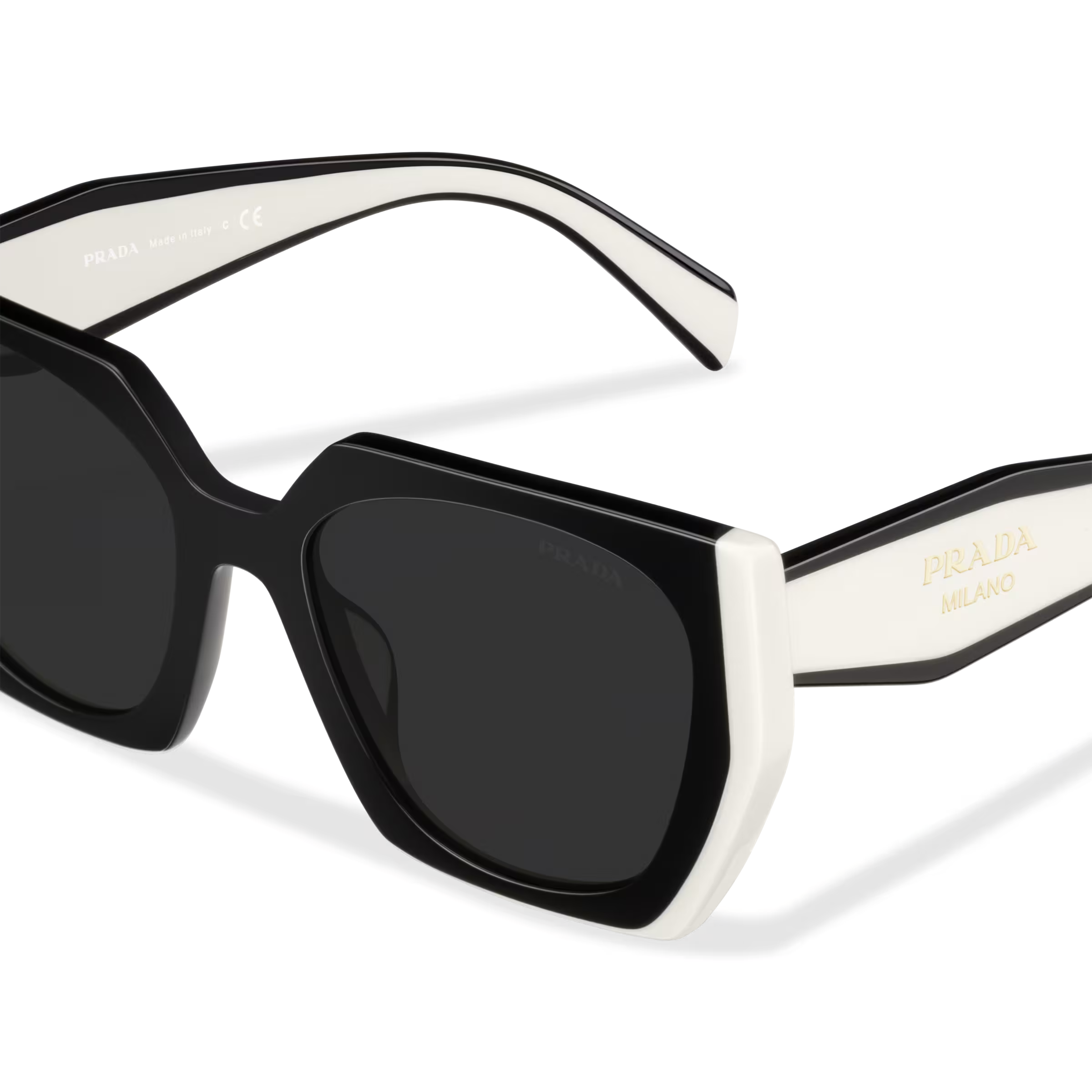 Prada Women Rectangular Frame Oil Black Sunglasses