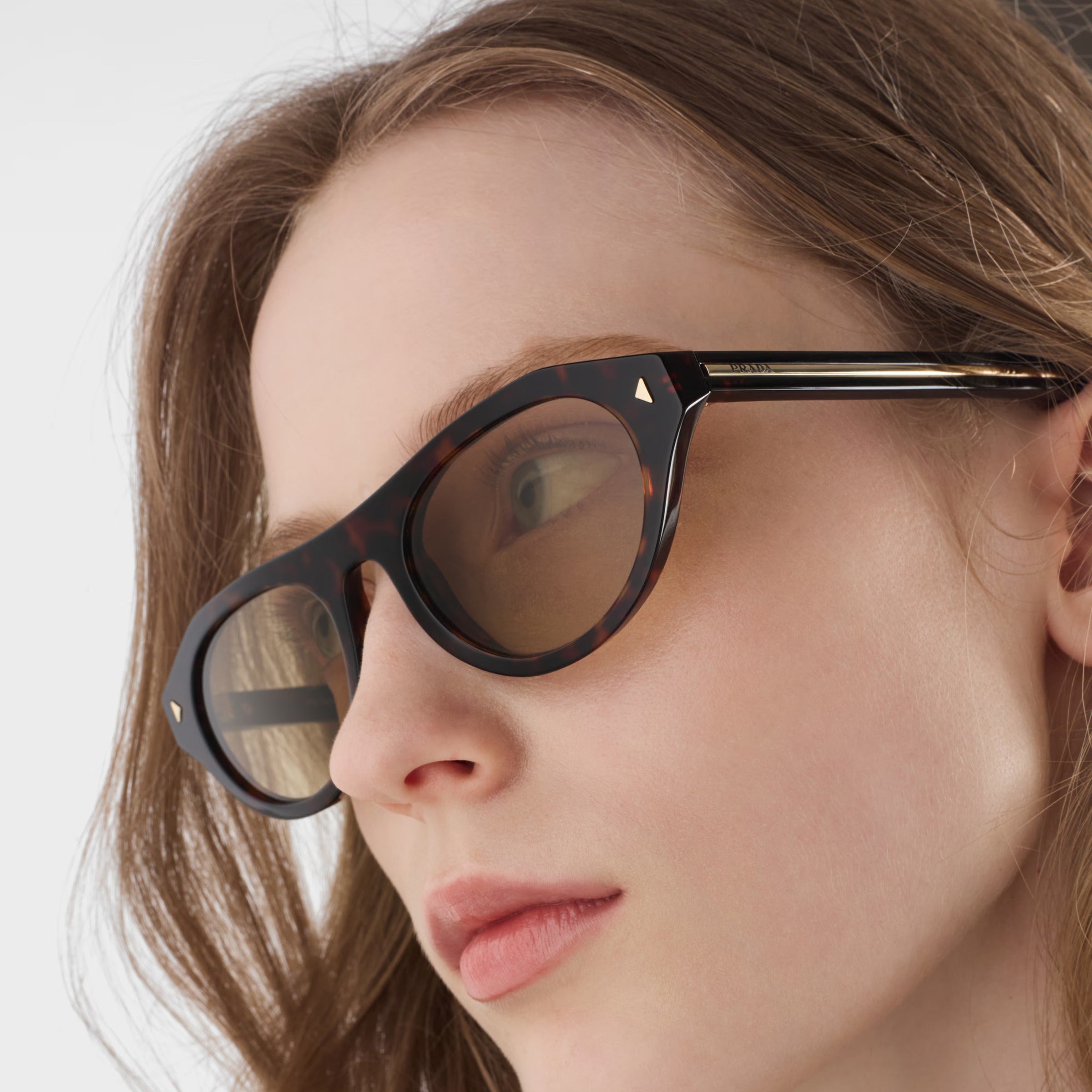 Prada Women Cat-Eye Frame Brown Tortoiseshell Sunglasses