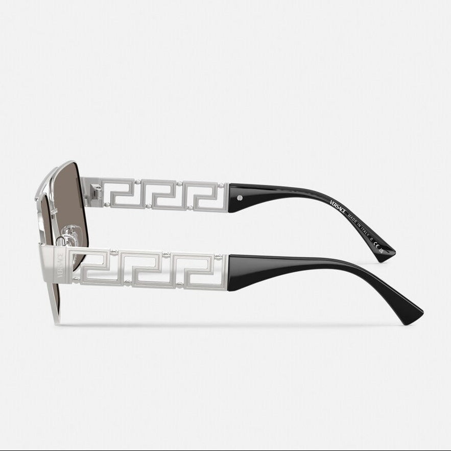 Versace Women Rectangular Frame Silver Sunglasses