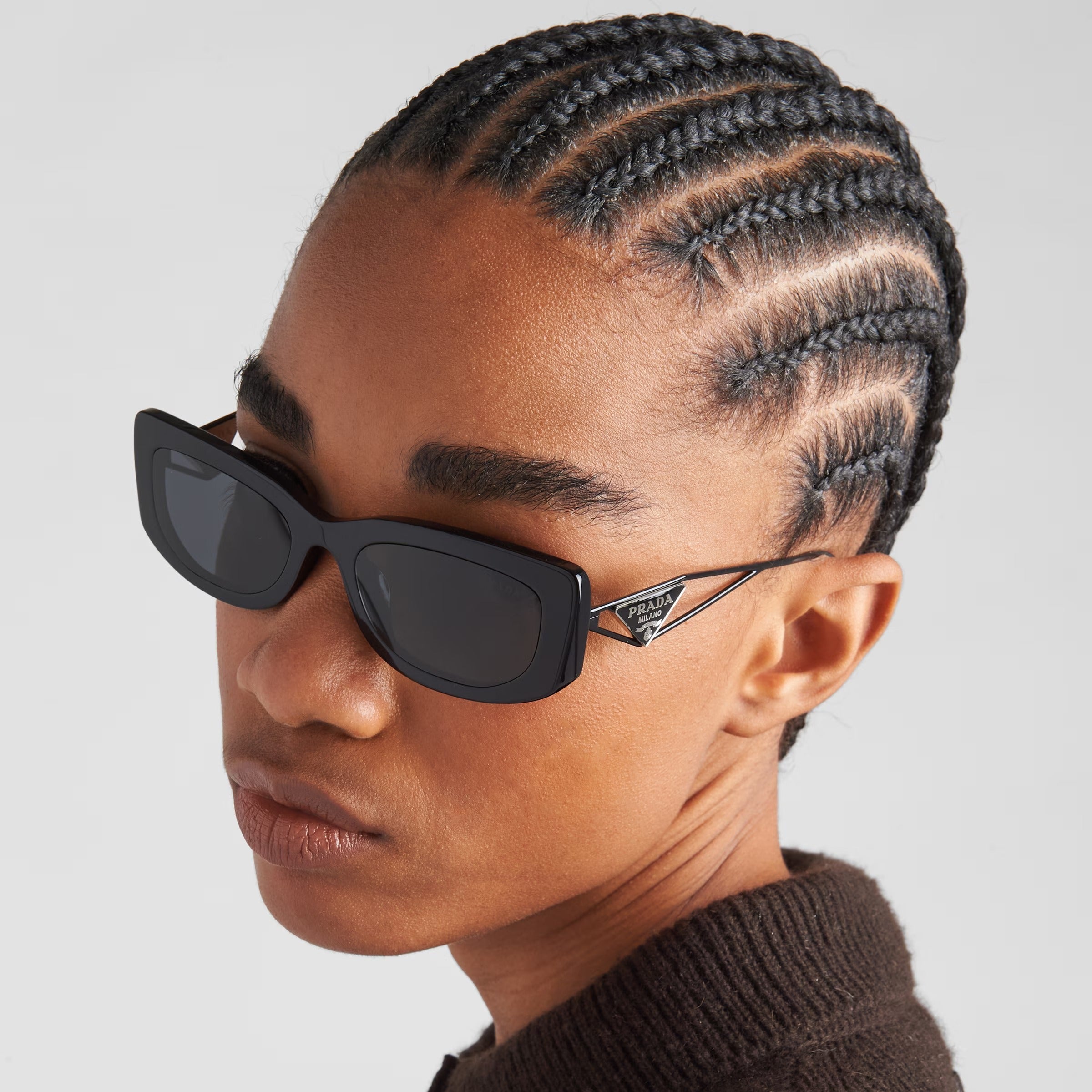 Prada Women Rectangular Frame Cosmic Black Sunglasses