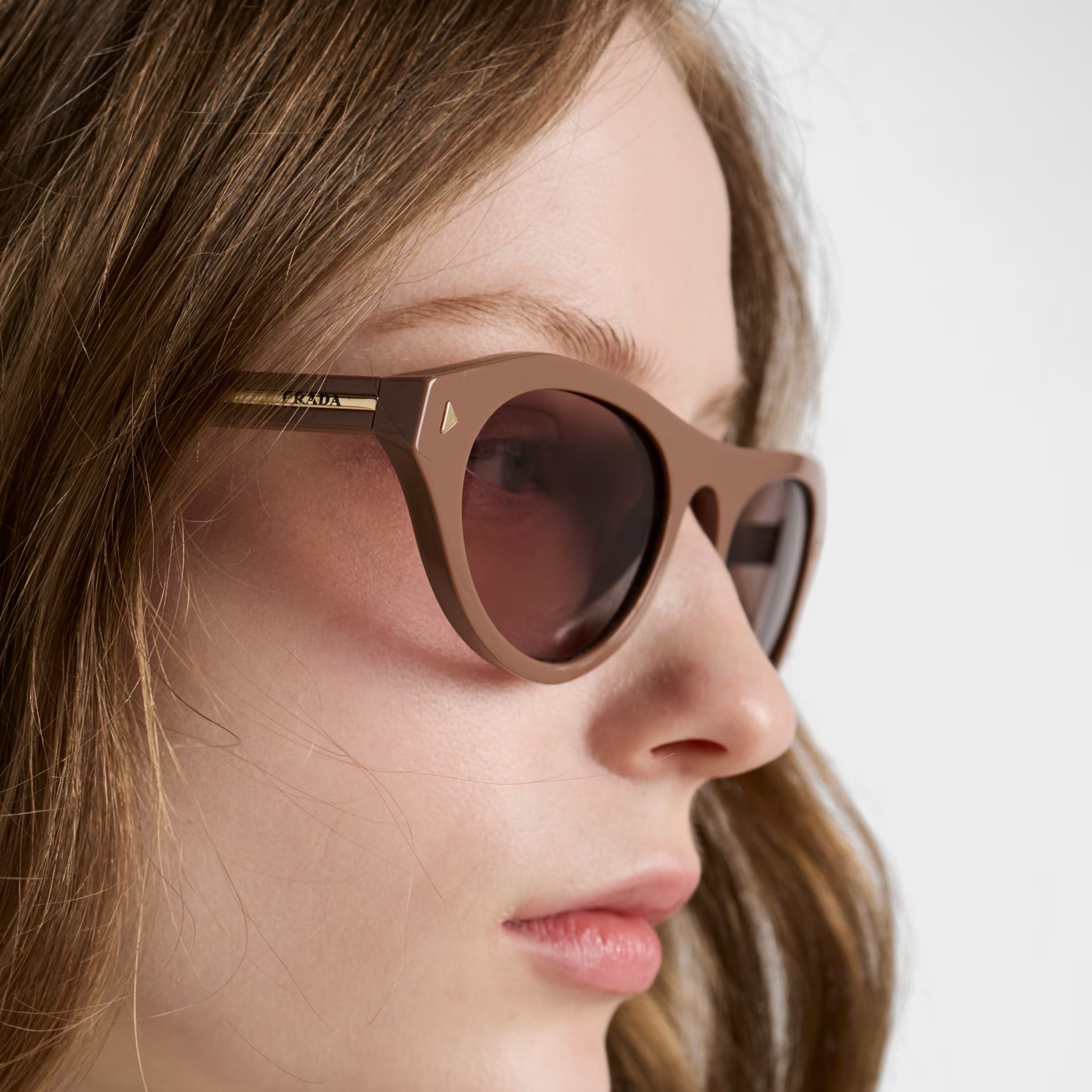 Prada Women Round Frame Pecan Sunglasses