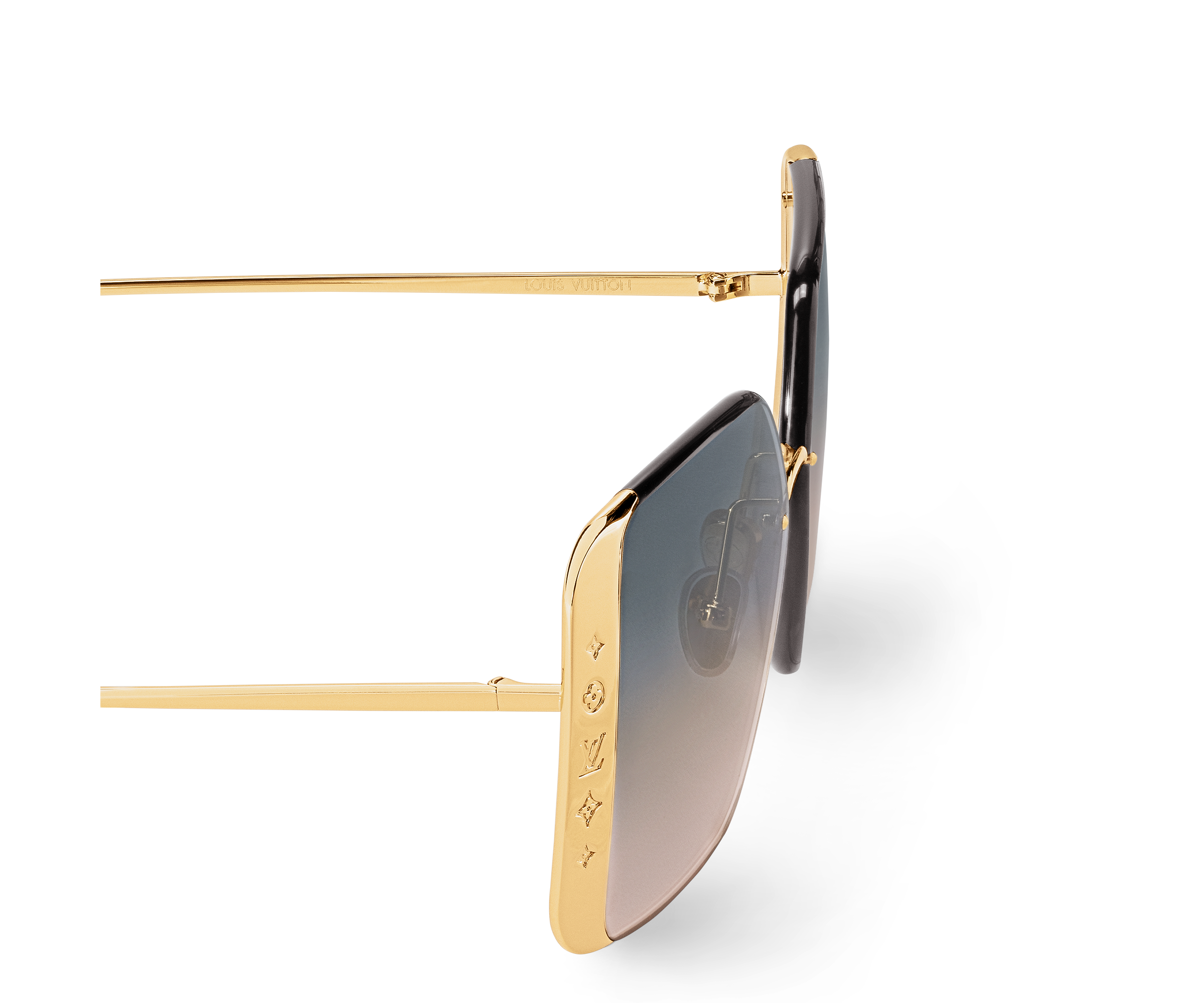 Louis Vuitton Women Square Frame Satin Gold Sunglasses