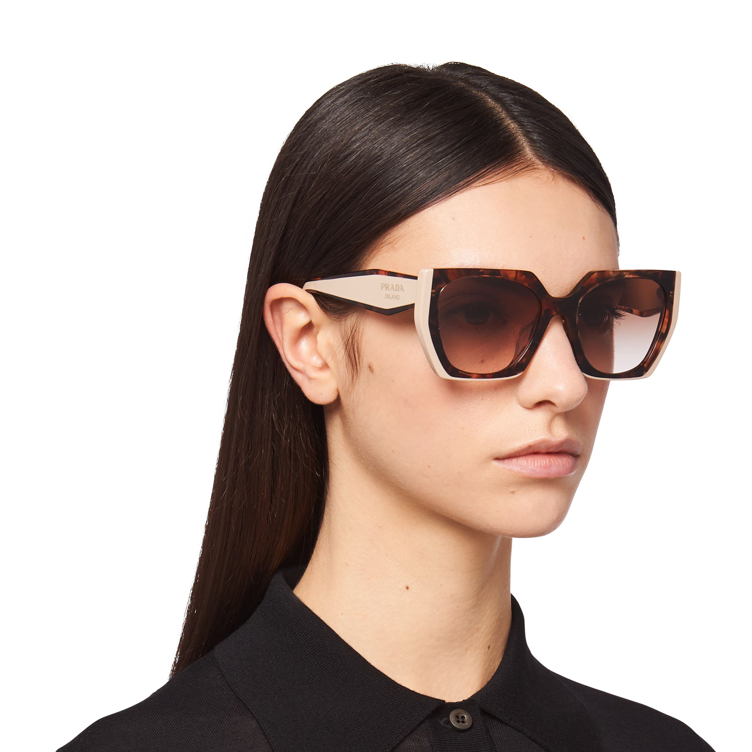 Prada Women Rectangular Frame Sepia Brown Sunglasses