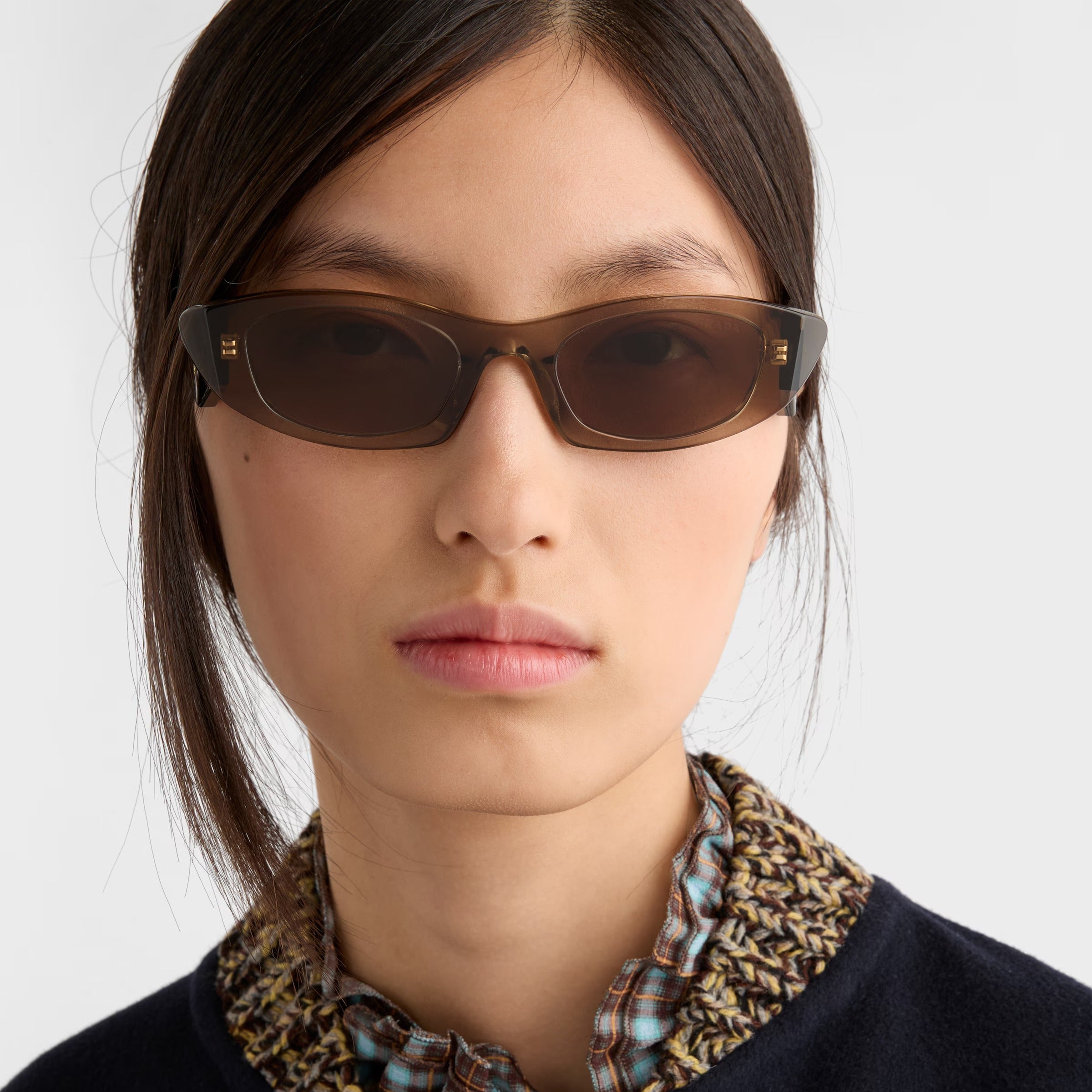 Prada Women Geometric Frame Truffle Brown Sunglasses