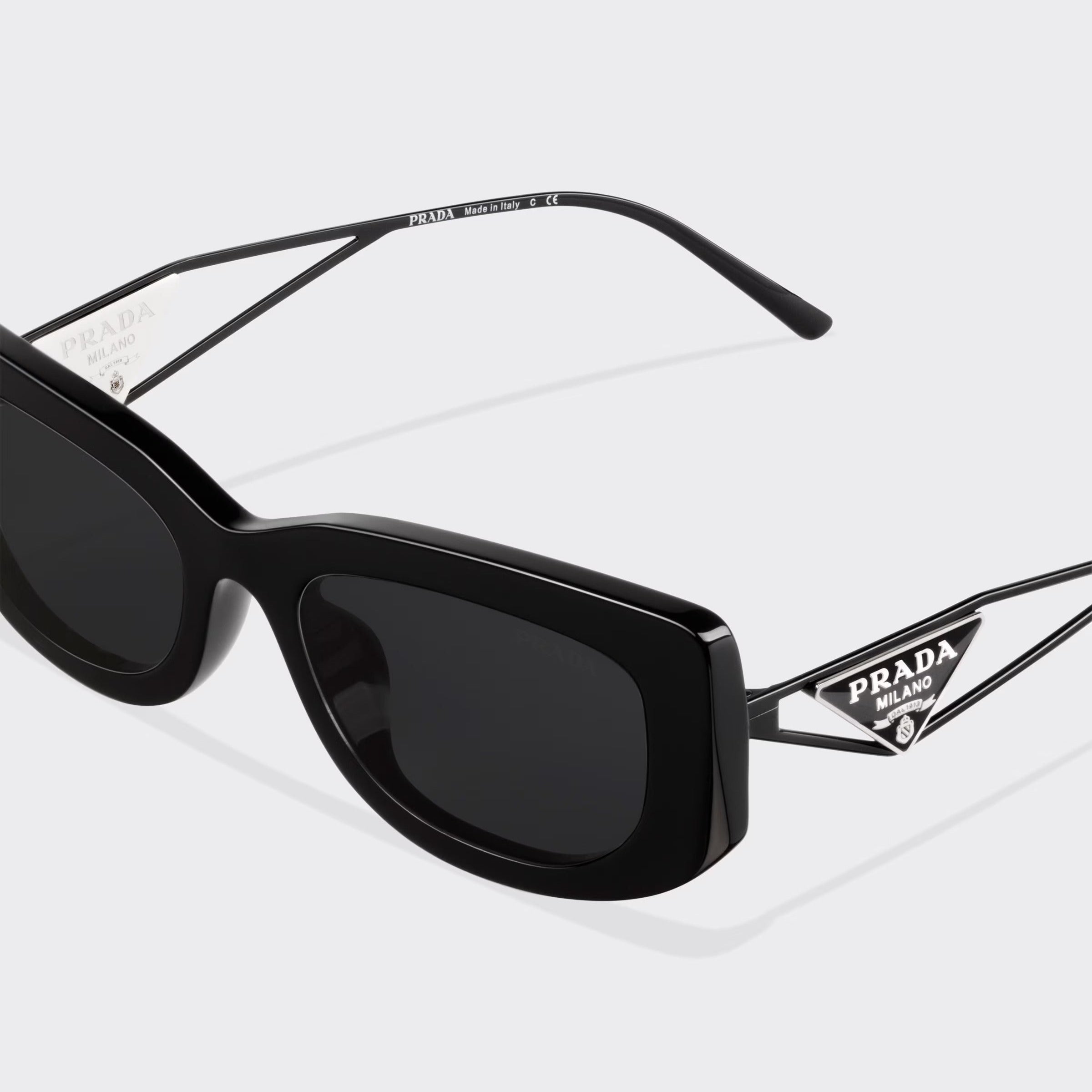 Prada Women Rectangular Frame Cosmic Black Sunglasses