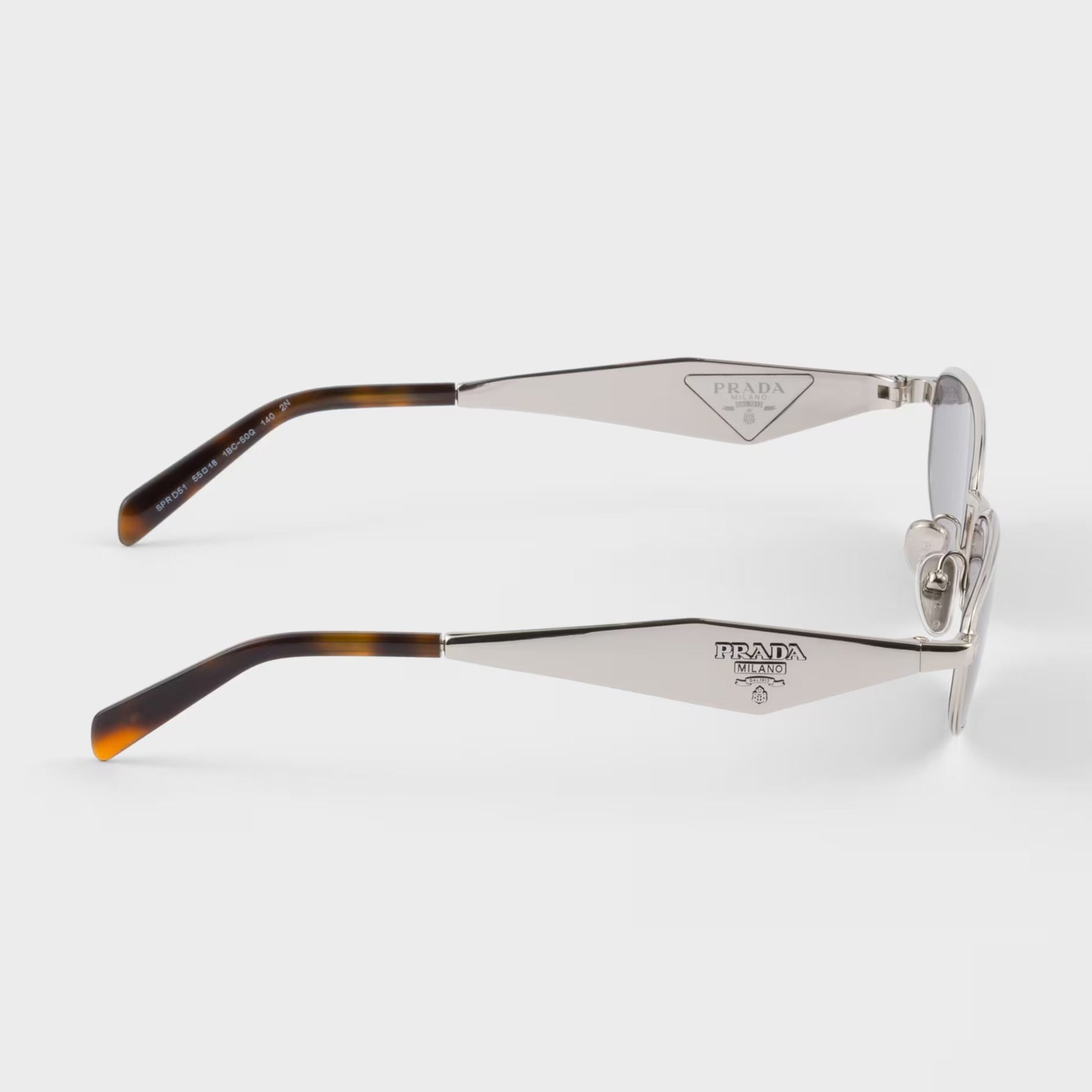 Prada Women Rectangle Frame Silver Sunglasses
