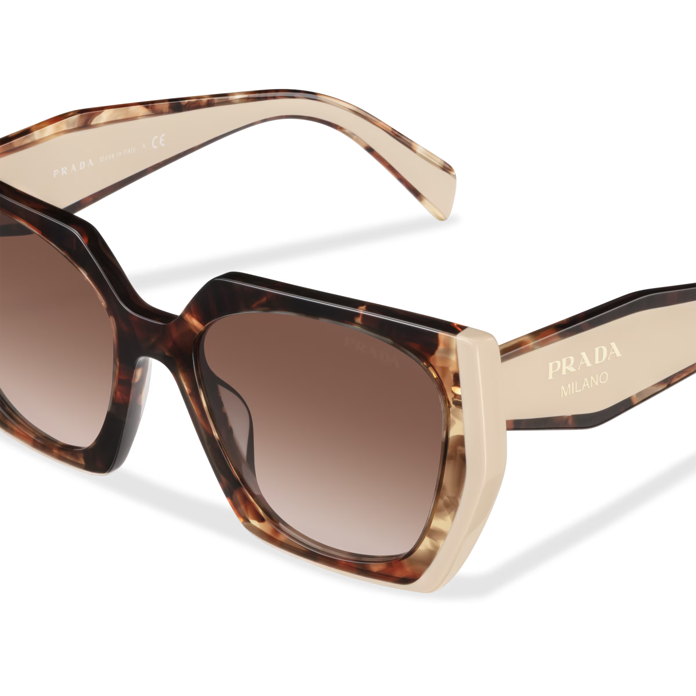 Prada Women Rectangular Frame Sepia Brown Sunglasses