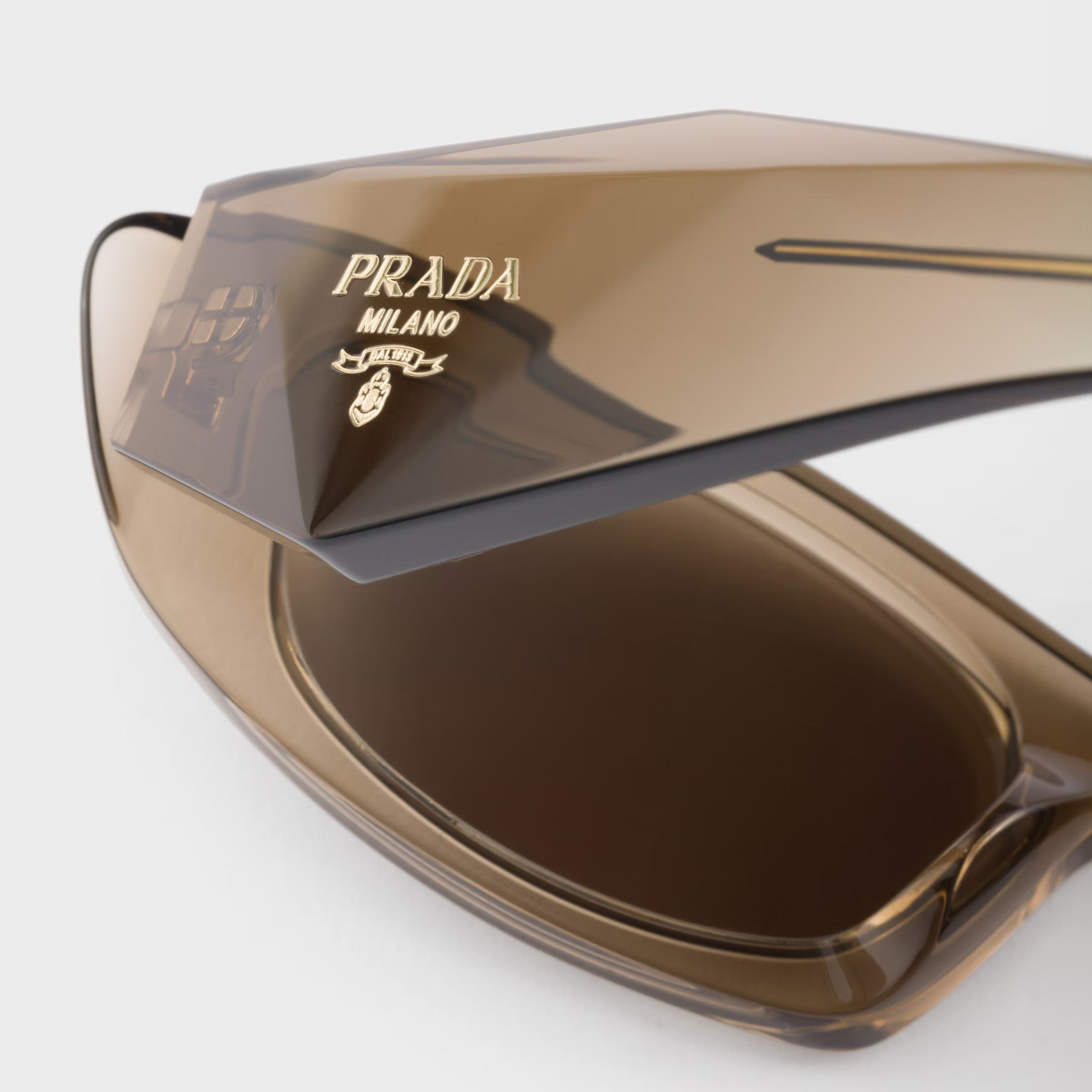 Prada Women Geometric Frame Truffle Brown Sunglasses
