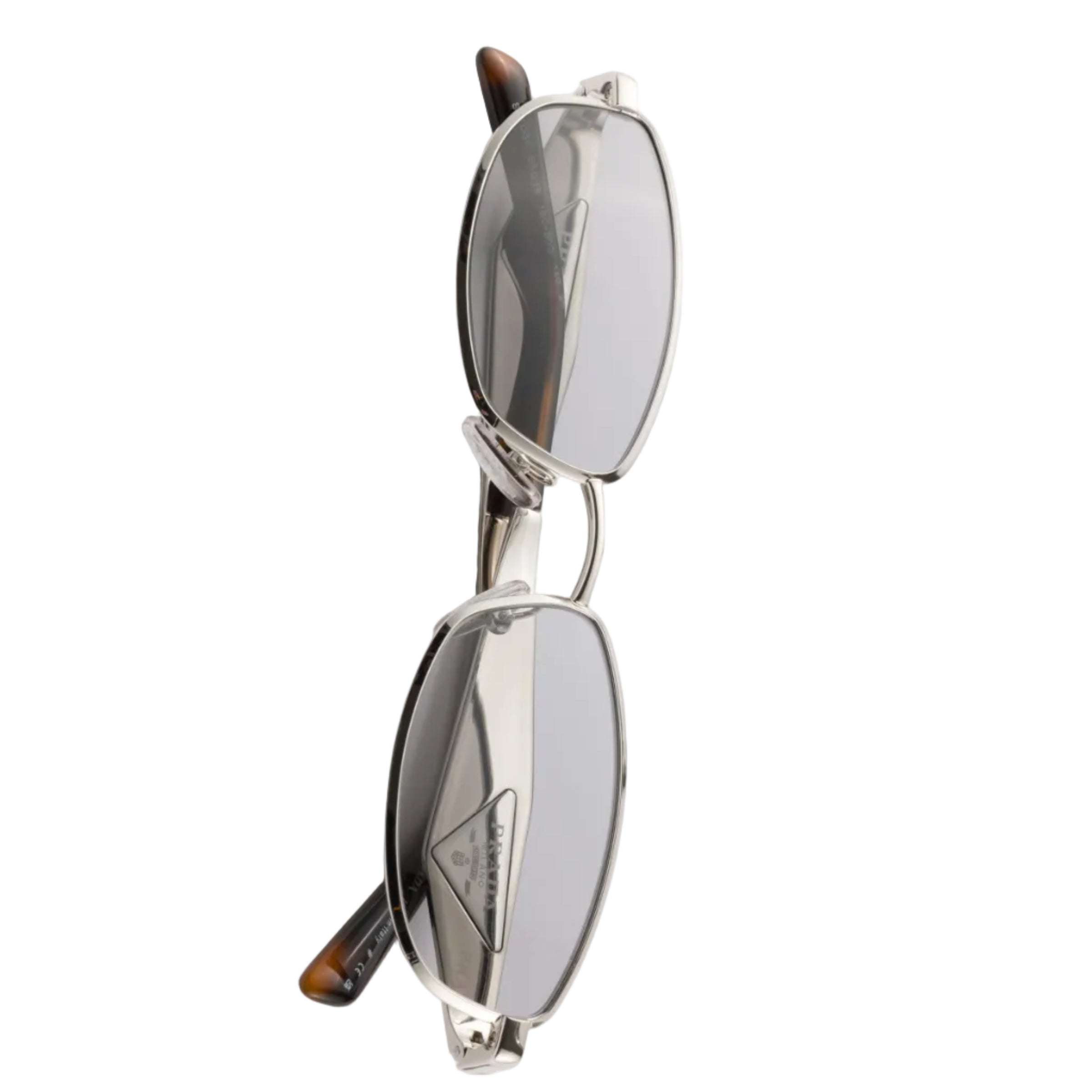 Prada Women Rectangle Frame Silver Sunglasses