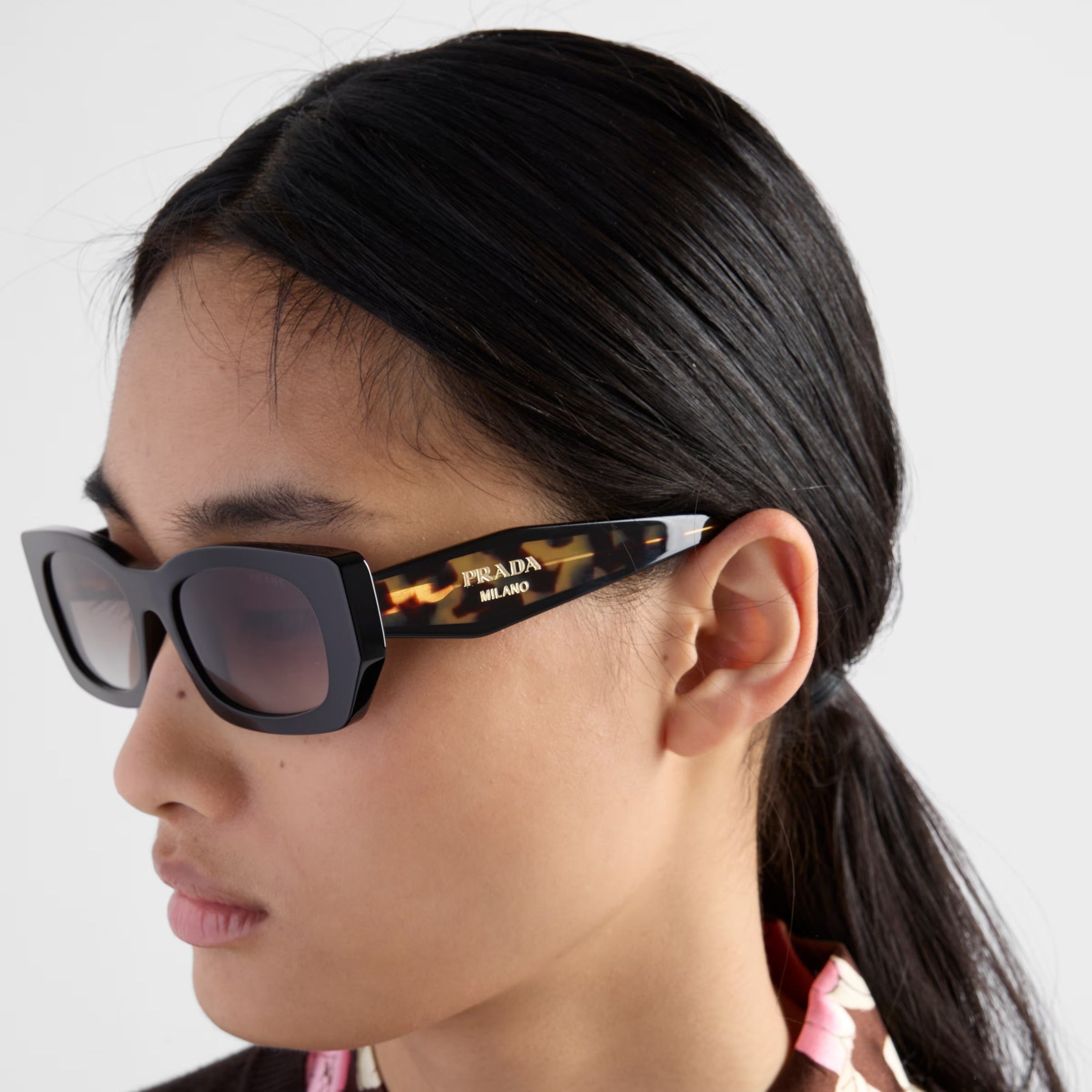 Prada Women Rectangular Frame Brown Tortoiseshell  Sunglasses