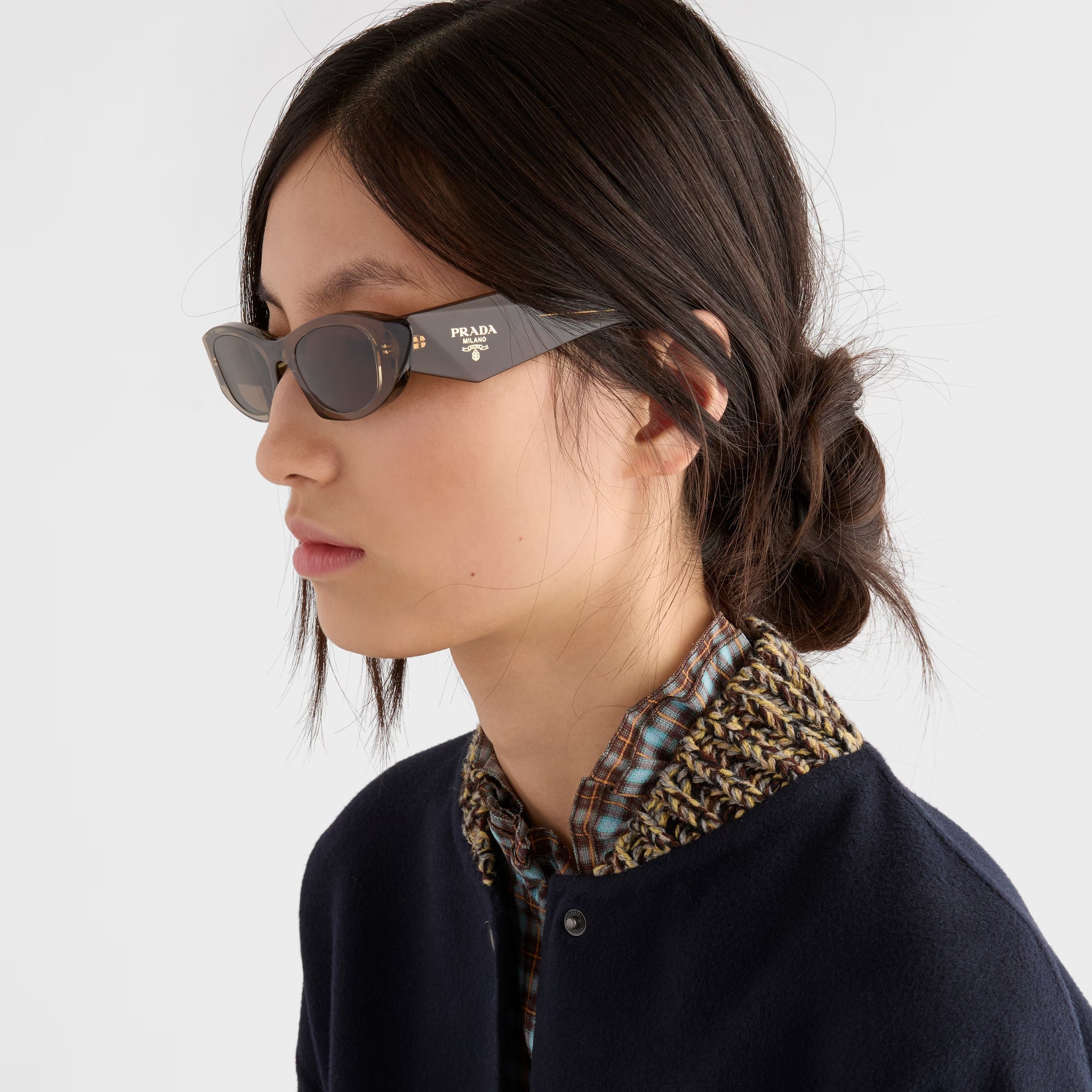 Prada Women Geometric Frame Truffle Brown Sunglasses