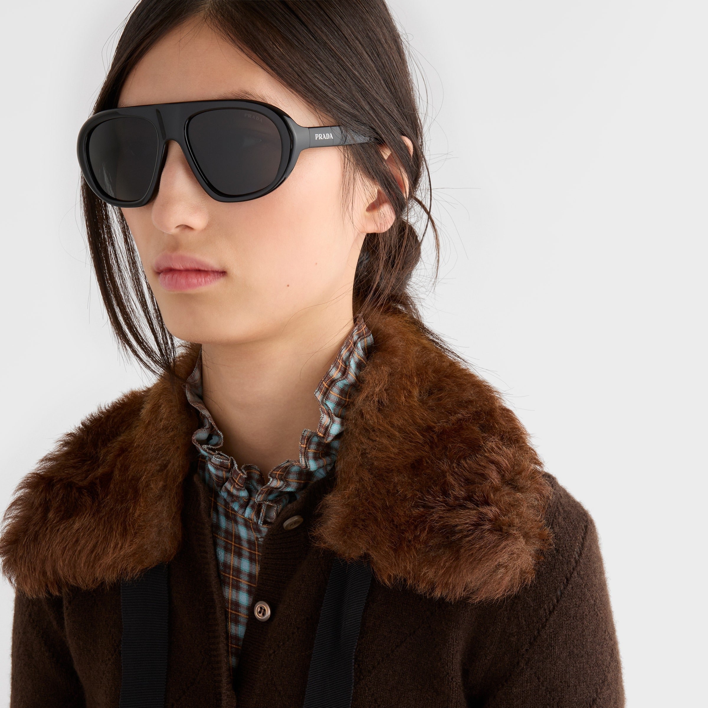 Prada Women Pilot Frame Crow Black Sunglasses