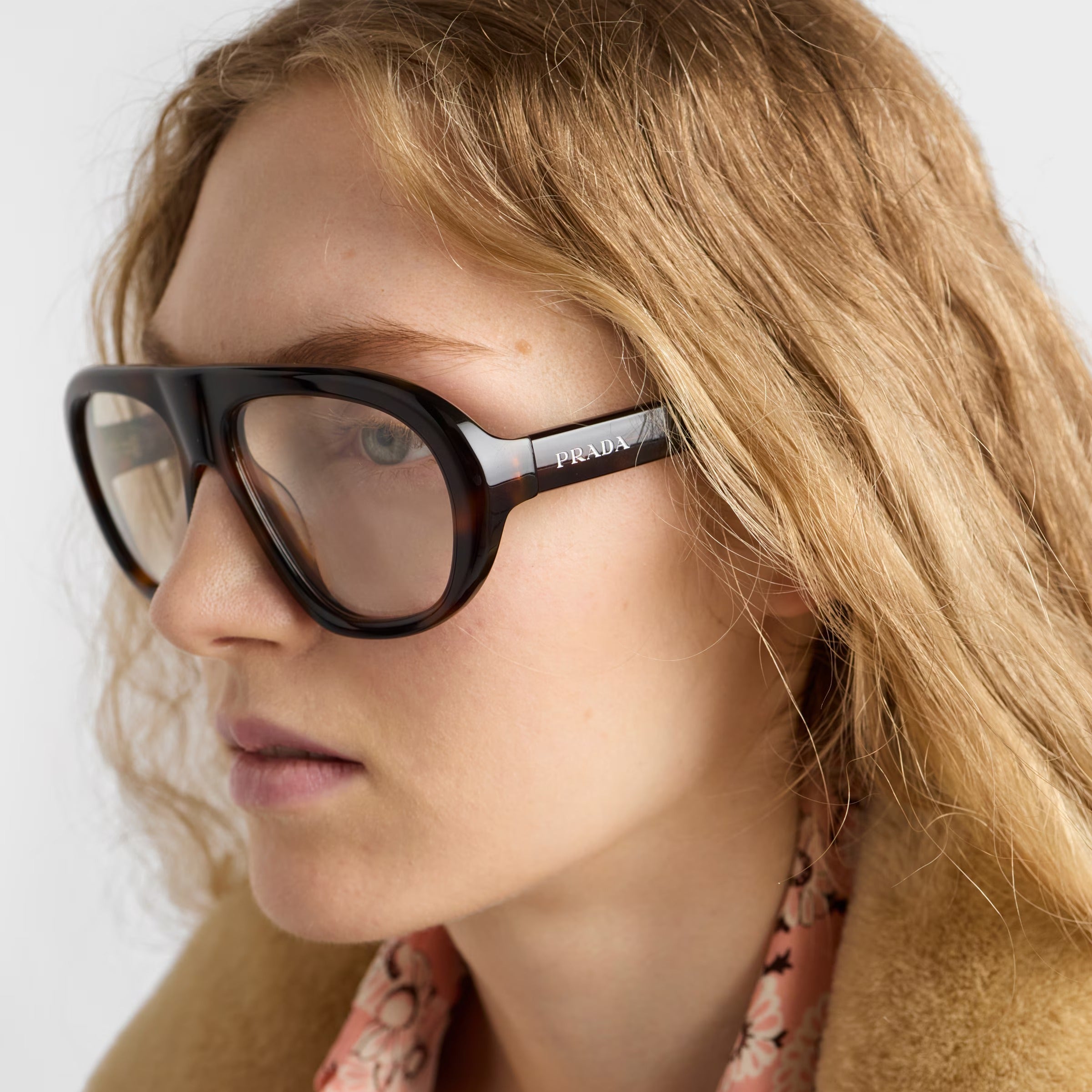 Prada Women Pilot Frame Sepia Brown Sunglasses