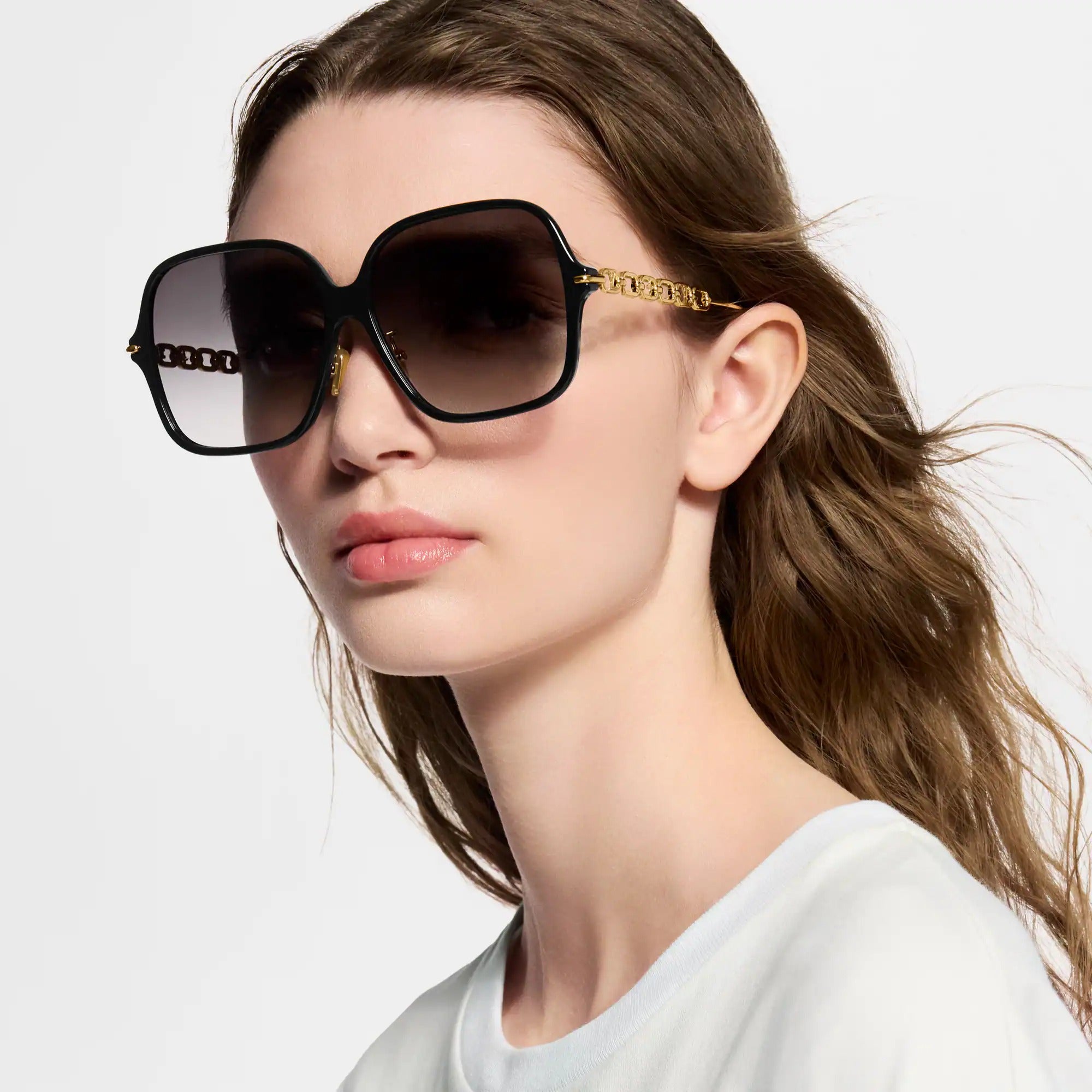 Louis Vuitton Women Square Frame Royal Black Sunglasses