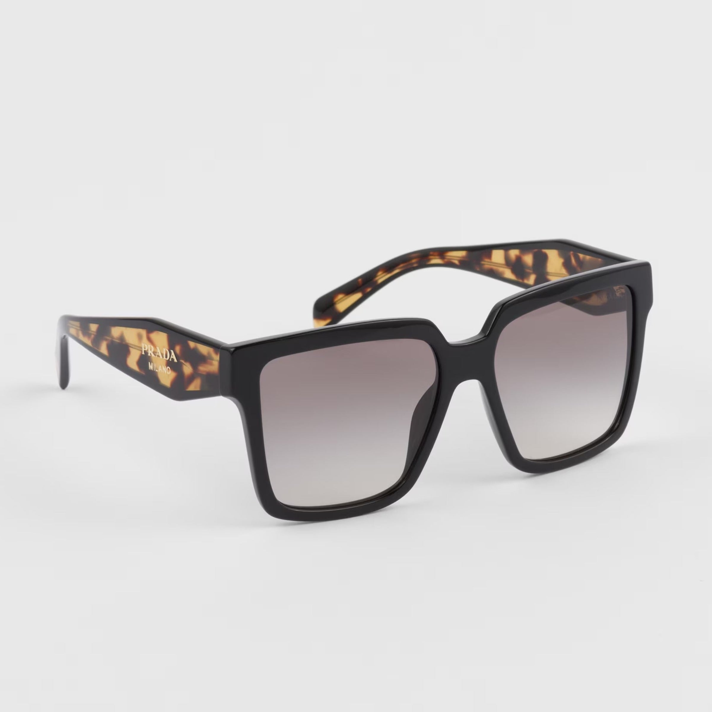 Prada Women Rectangular Frame Faded Black Sunglasses
