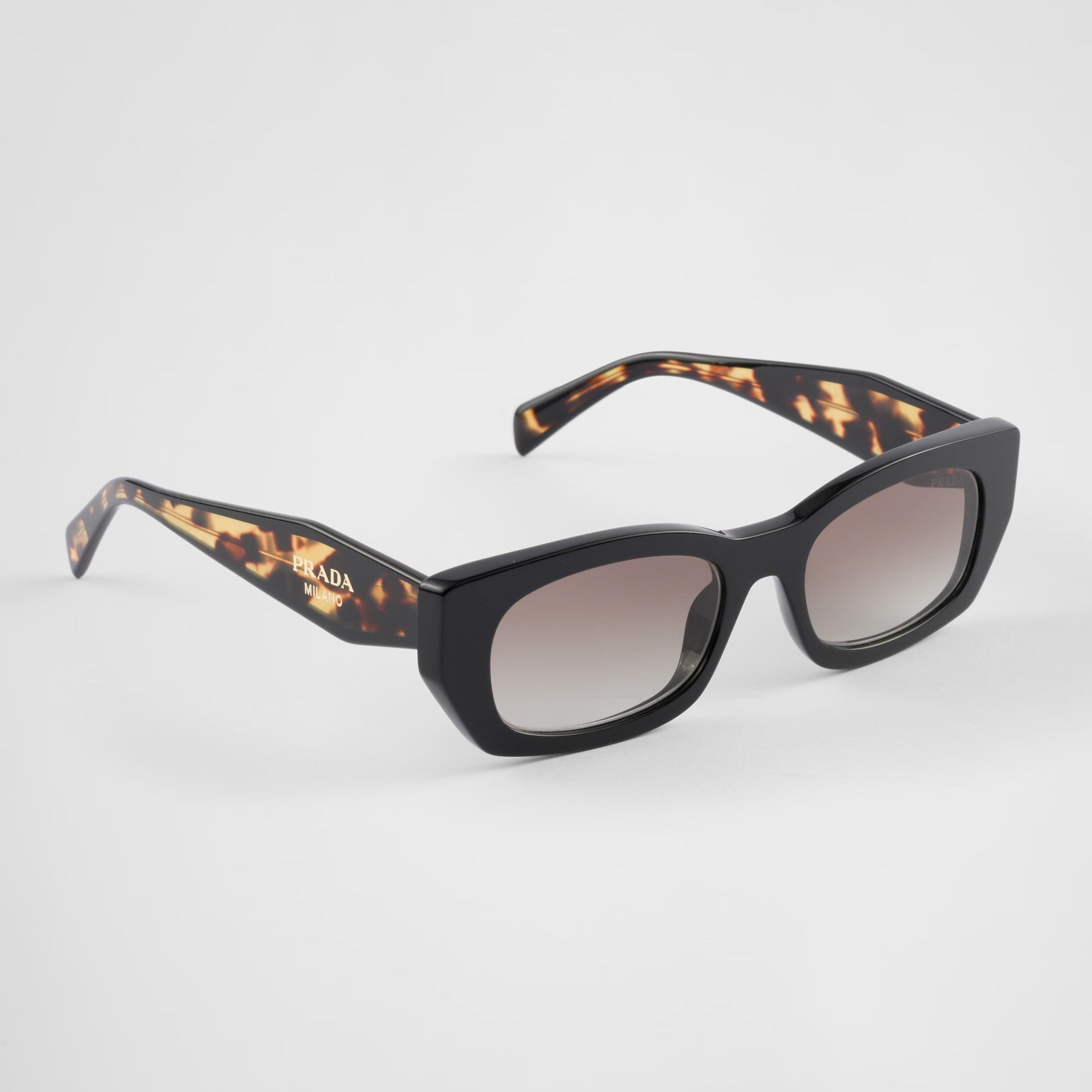 Prada Women Rectangular Frame Brown Tortoiseshell  Sunglasses
