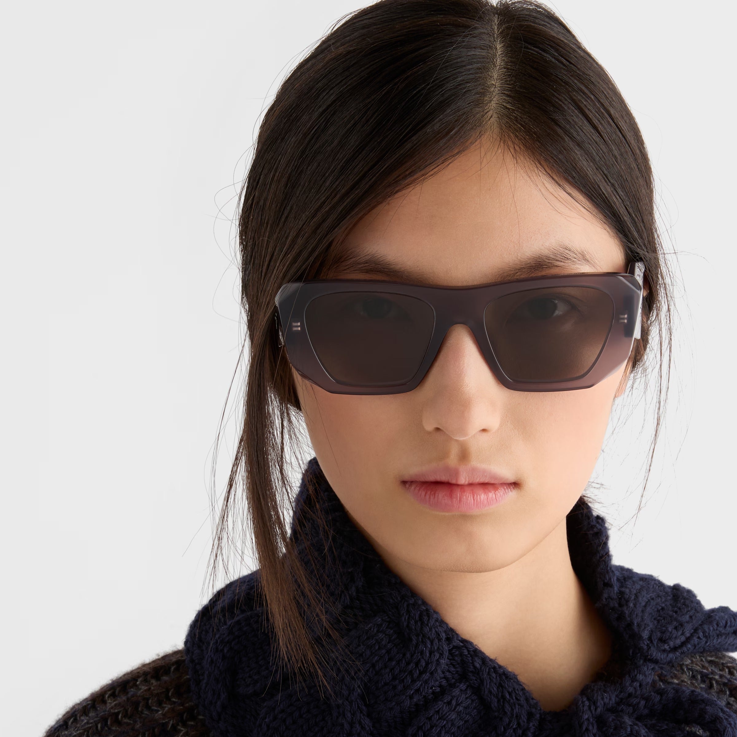 Prada Women Geometric Frame Dark Grey Sunglasses