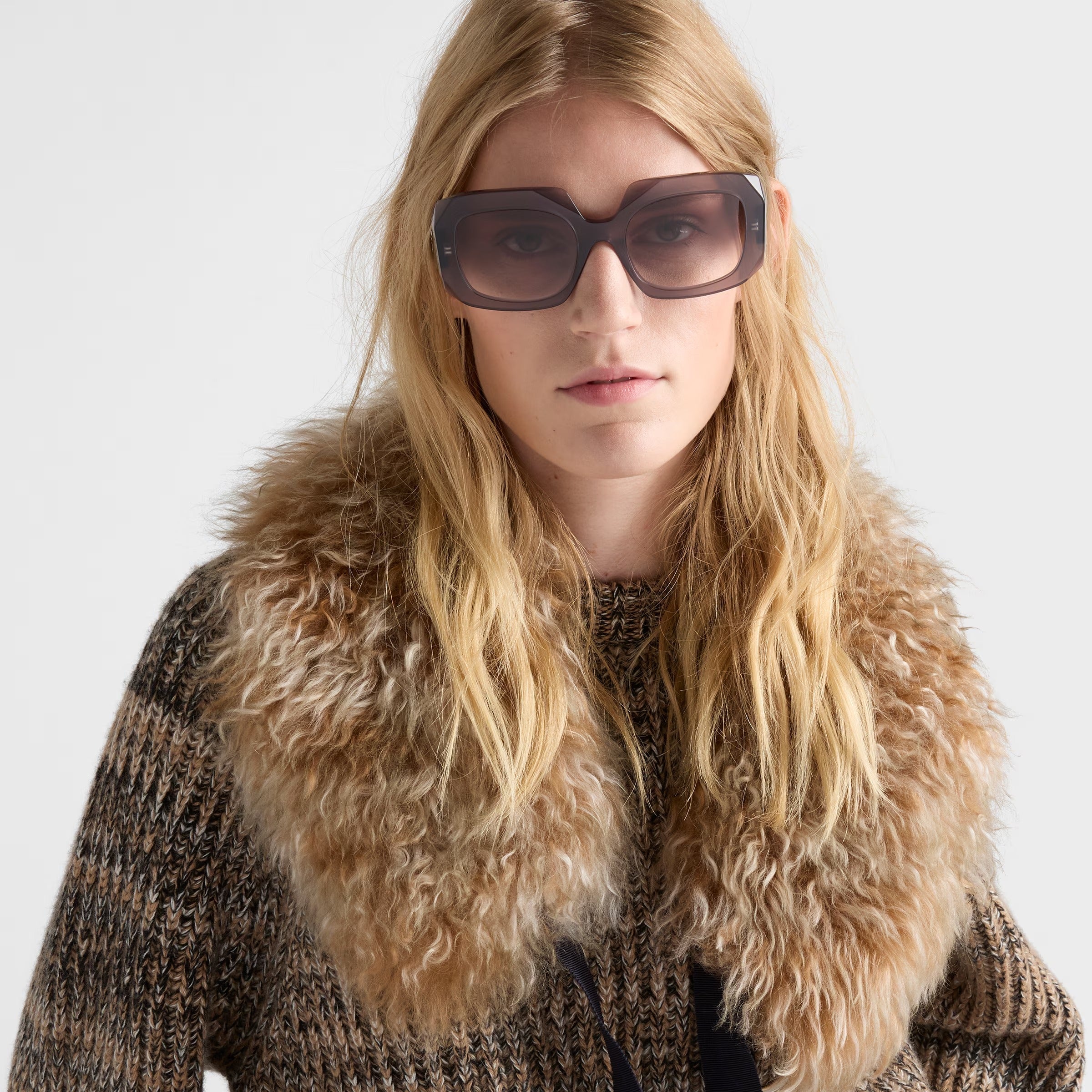 Prada Women Geometric Frame Grey Sunglasses