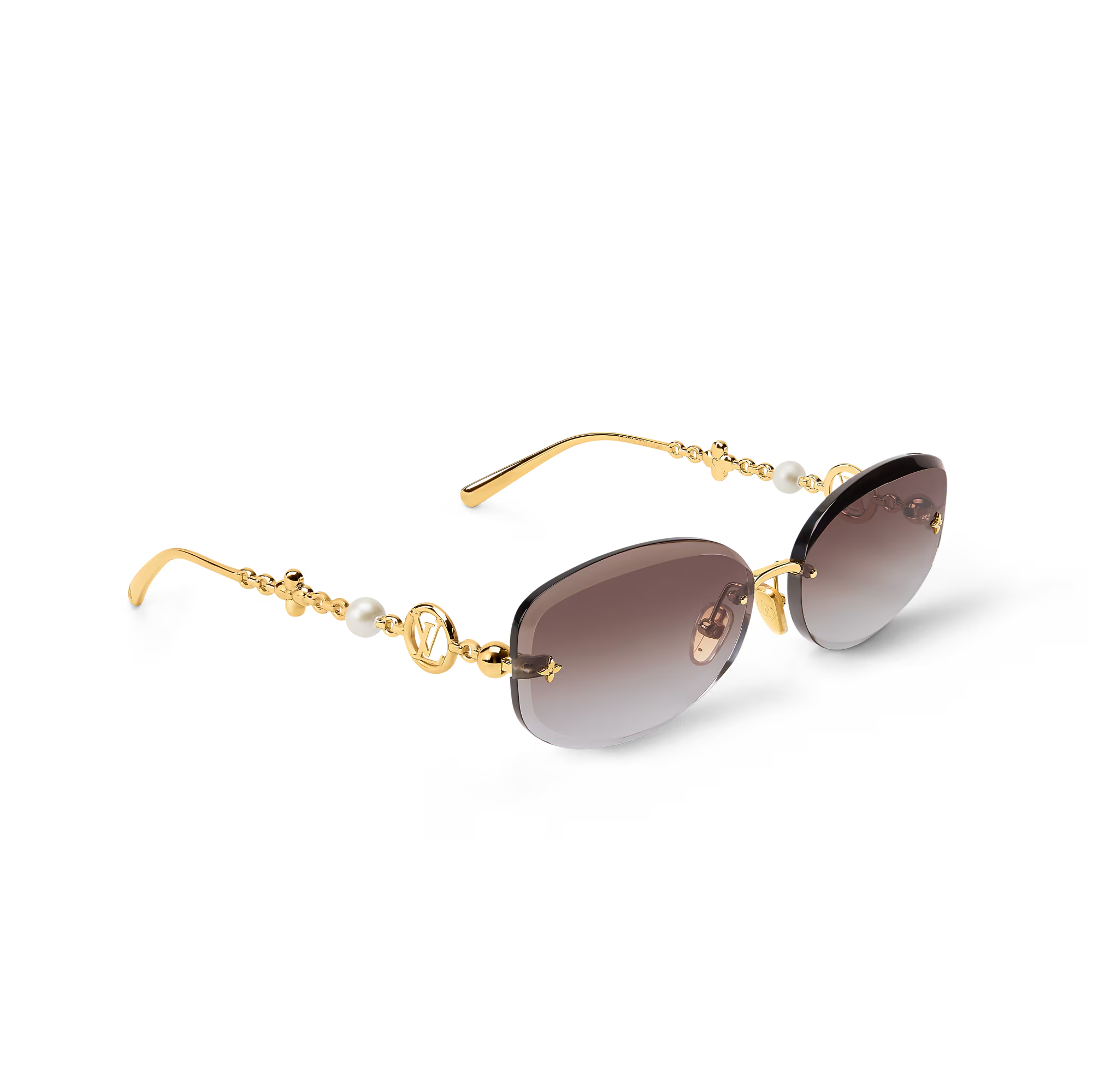 Louis Vuitton Women Oval Frame Royal Gold Sunglasses