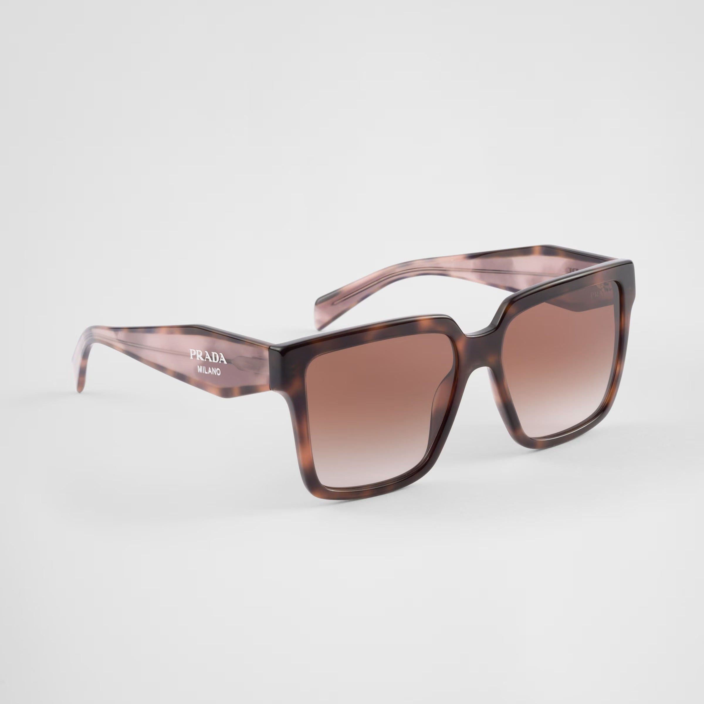 Prada Women Rectangular Frame Caramel Brown Sunglasses
