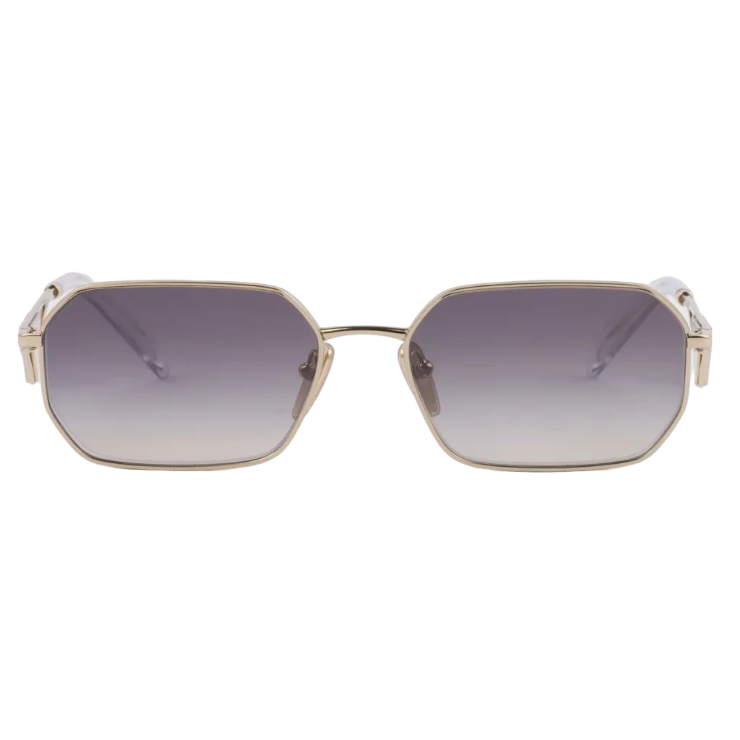Prada Women Rectangular Frame Pale Gold Sunglasses