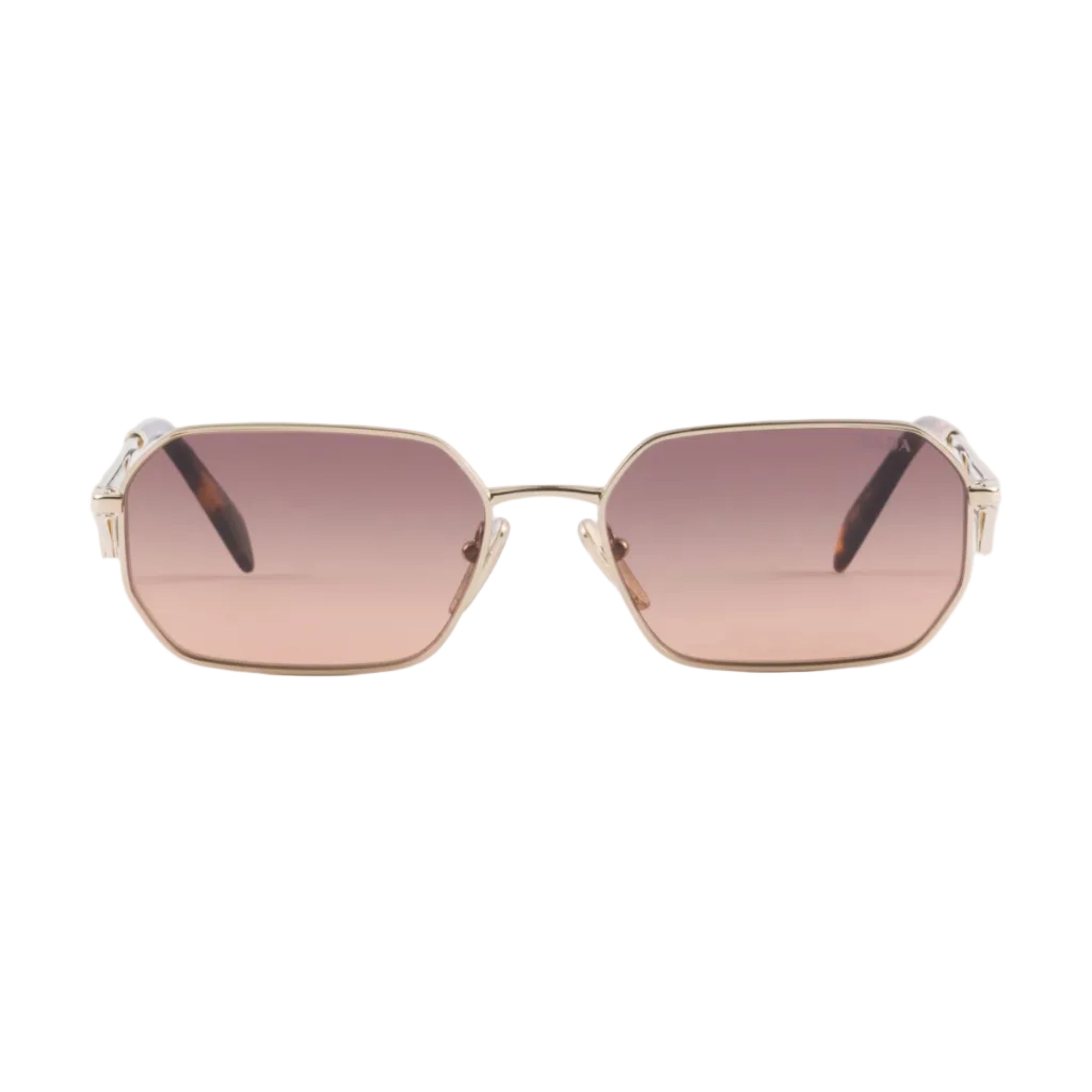 Prada Women Rectangular Frame Honey Gold Sunglasses