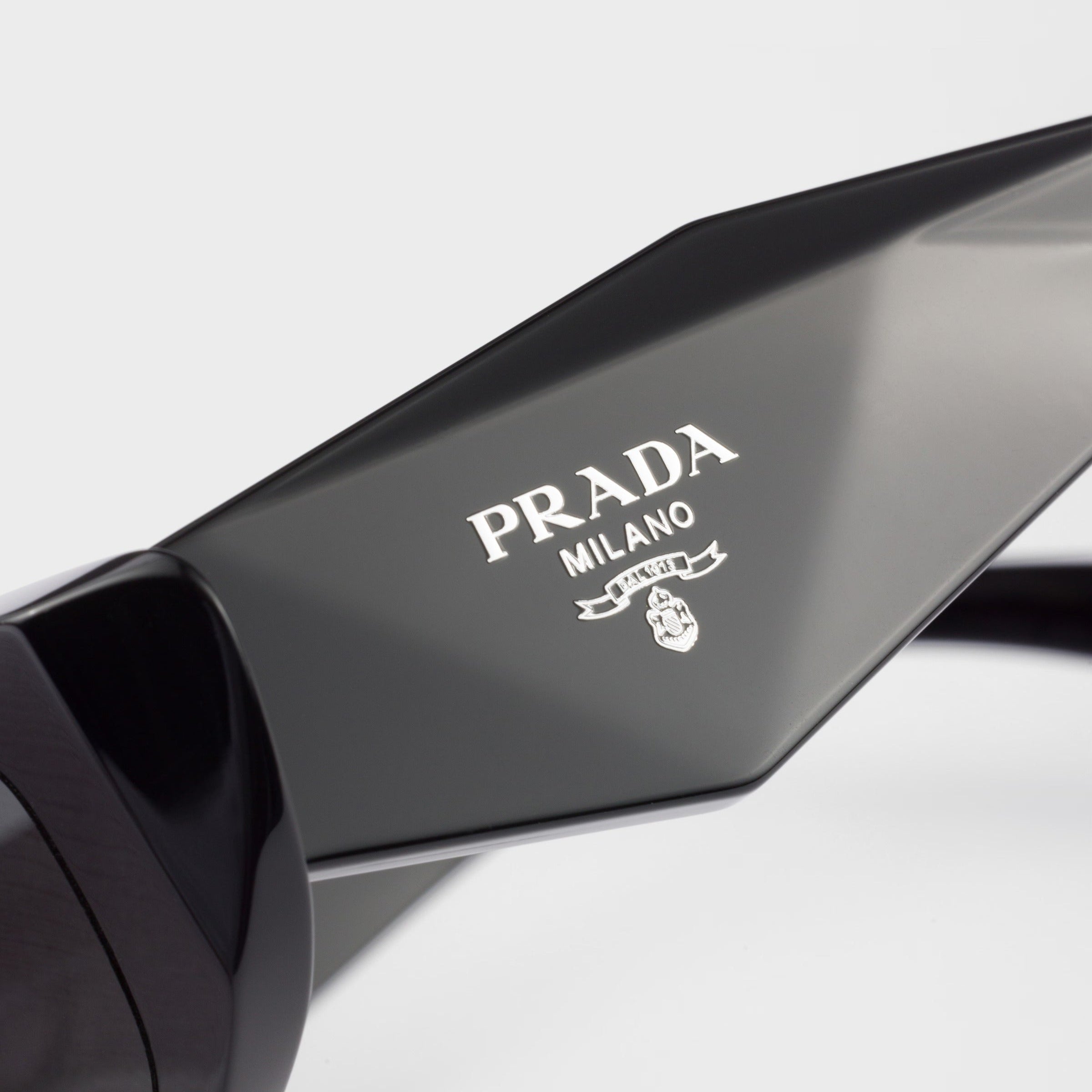 Prada Women Geometric Frame Lava Black Sunglasses