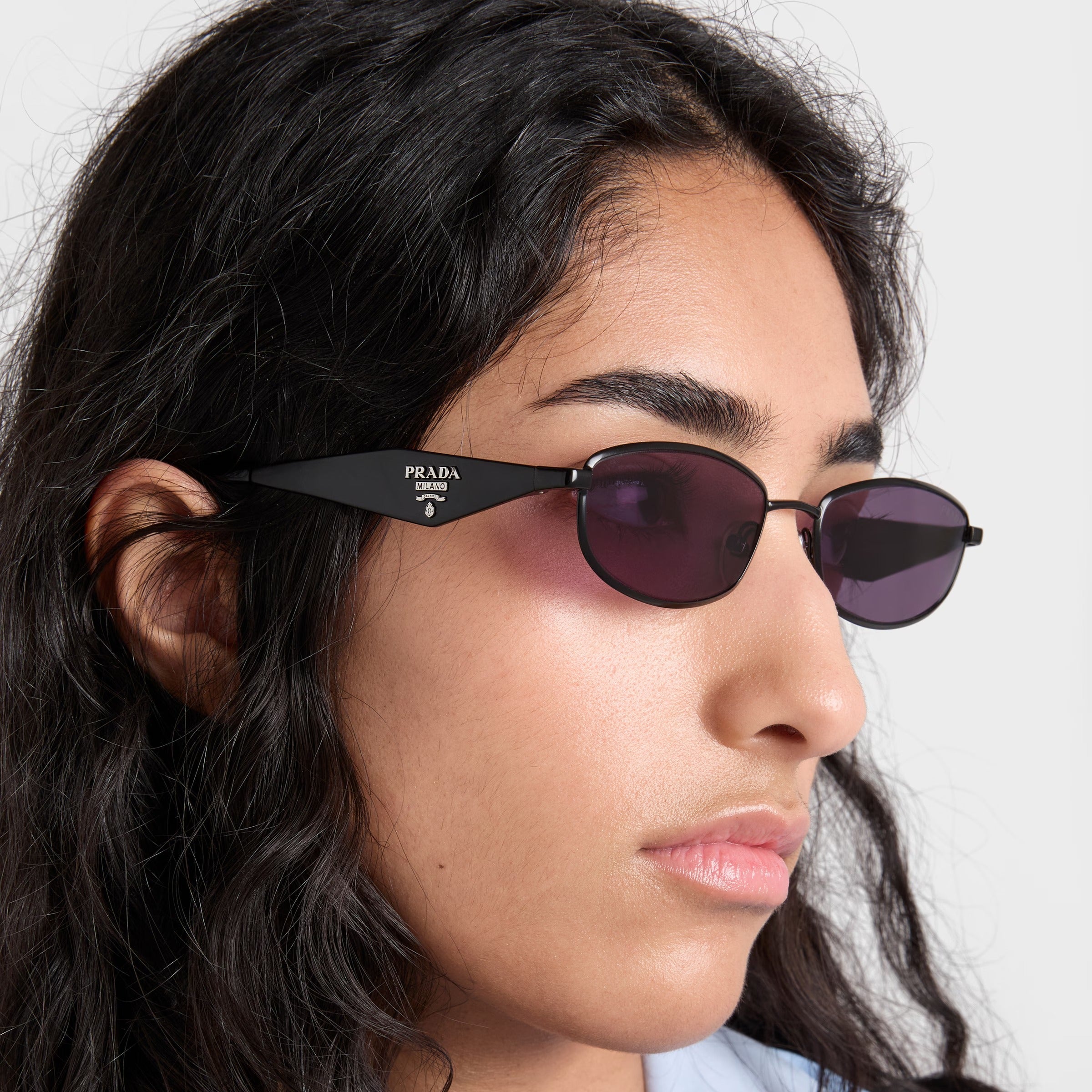 Prada Women Rectangle Frame Black Sunglasses