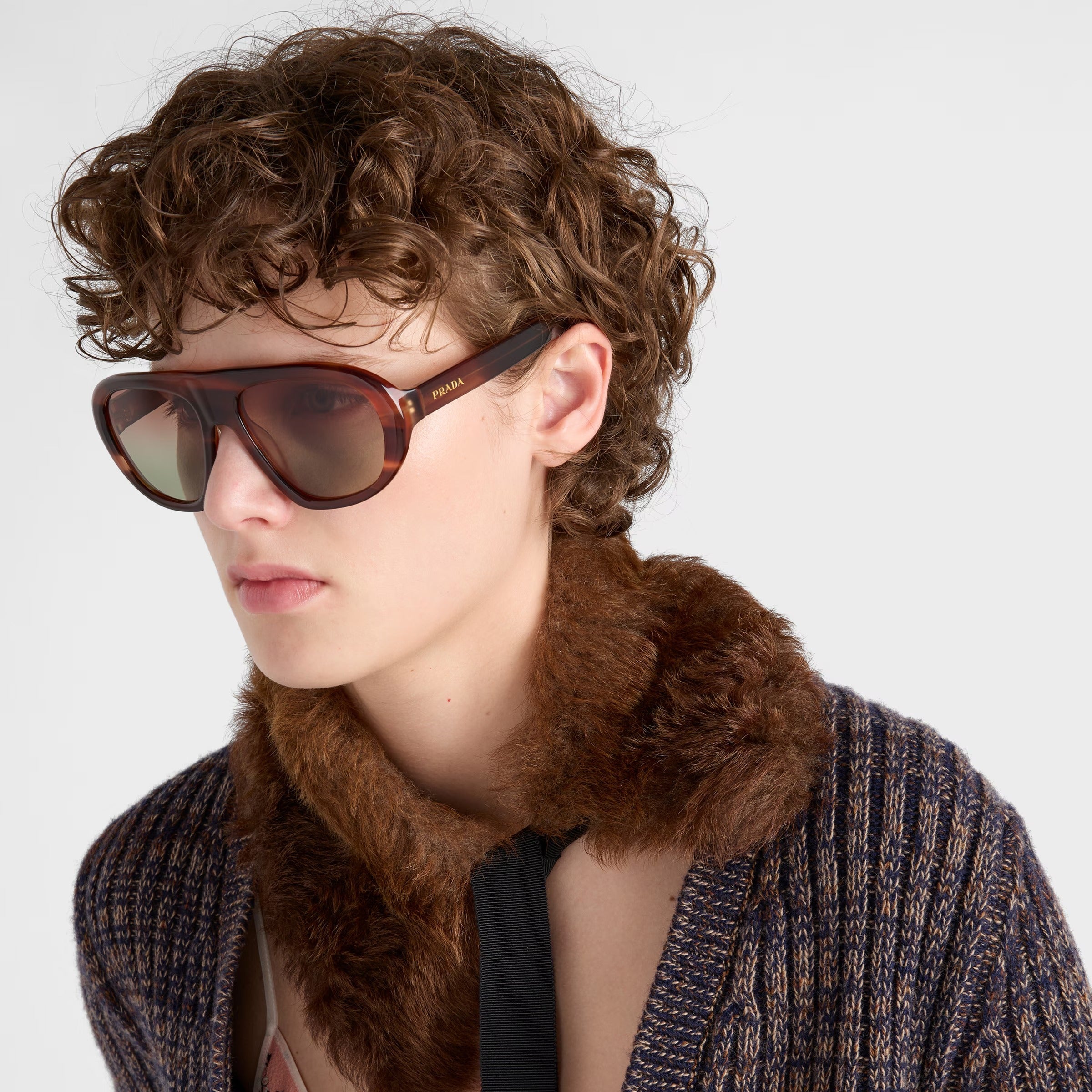 Prada Women Pilot Frame Sienna Brown Sunglasses
