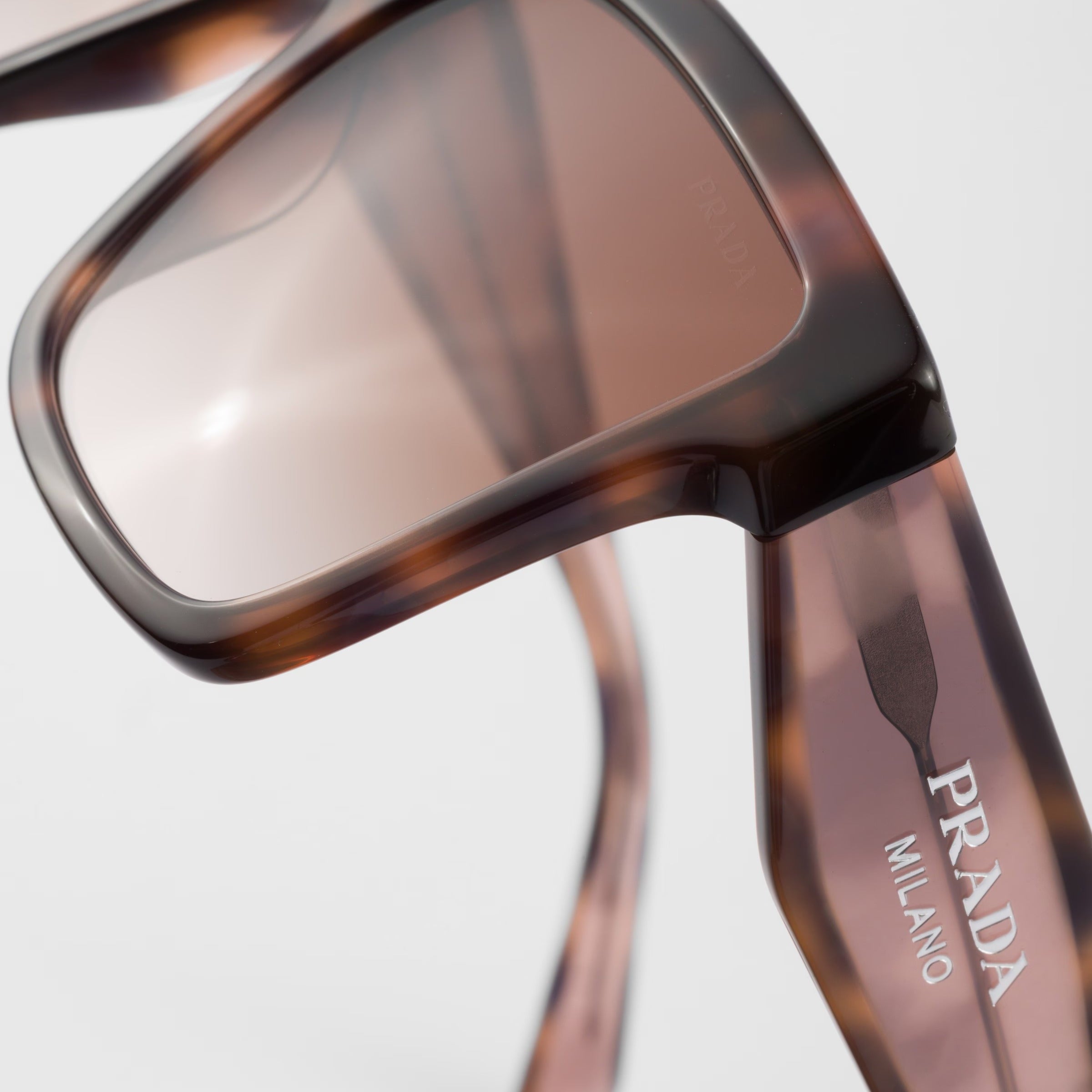 Prada Women Rectangular Frame Caramel Brown Sunglasses