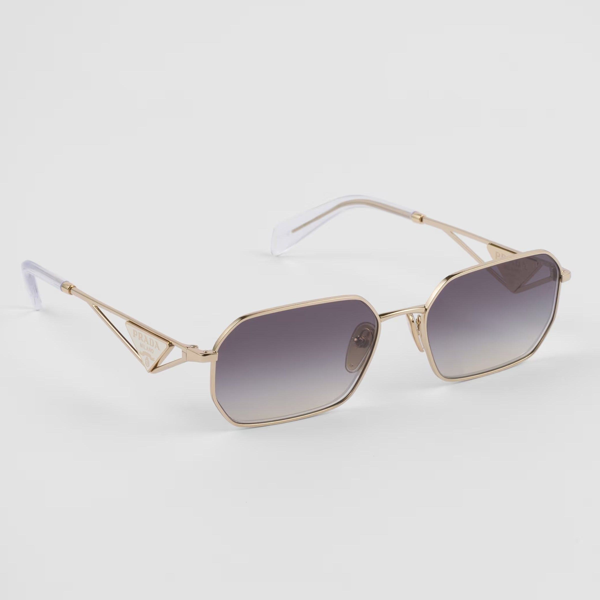 Prada Women Rectangular Frame Pale Gold Sunglasses