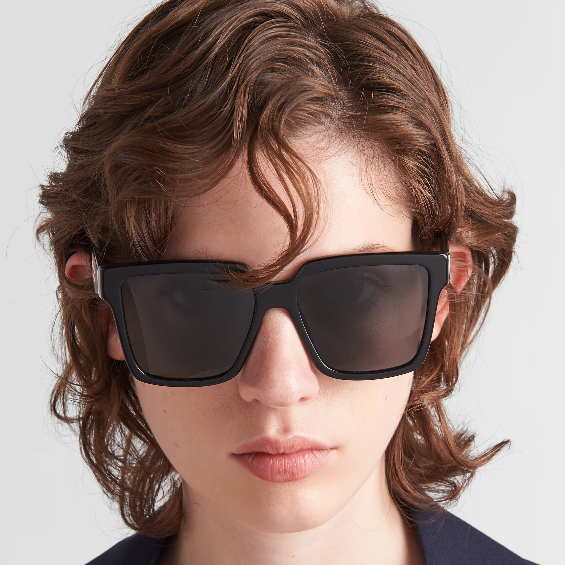Prada Women Rectangular Frame Tar Black Sunglasses